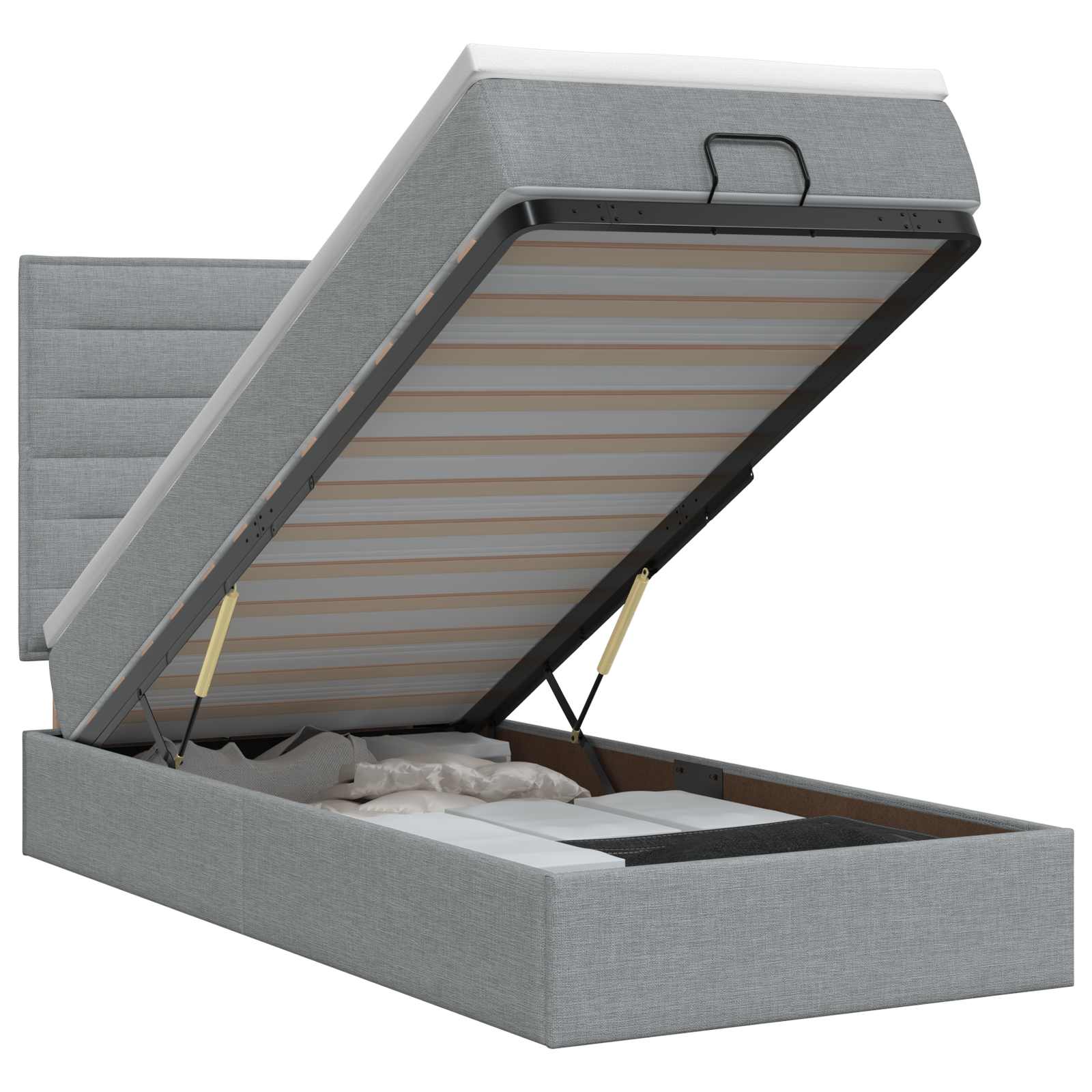 Ottoman bed met matras Lichtgrijs 80 x 200 cm Stof – afbeelding 1