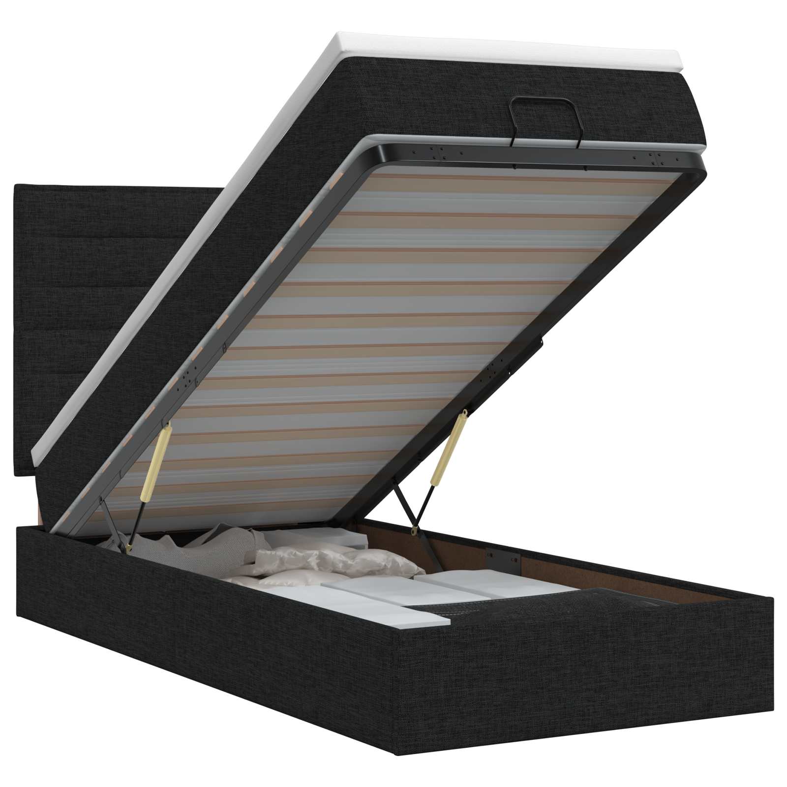 Ottoman bed met matras met hoofdeinde Zwart 80 x 200 cm Stof