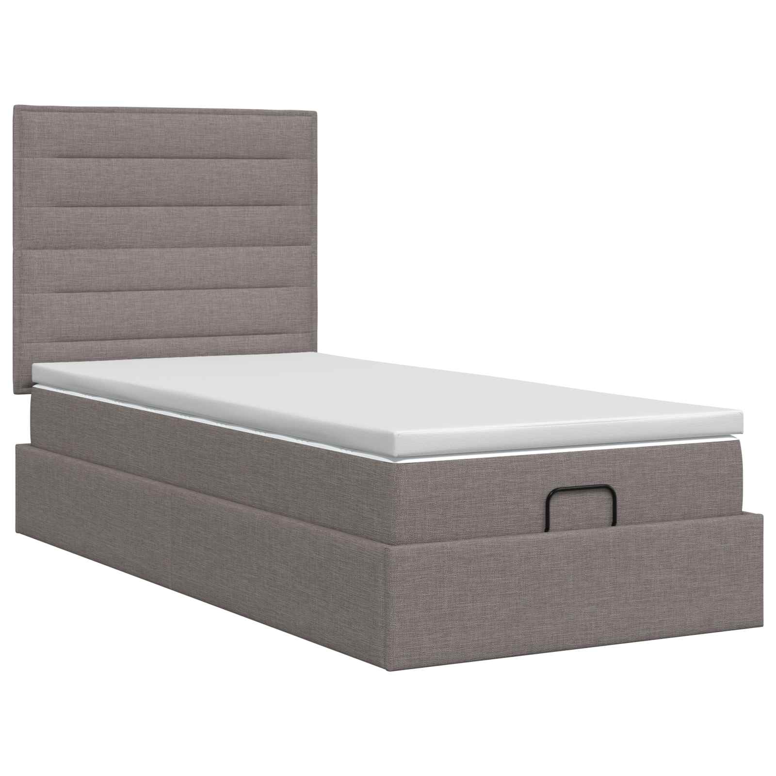 Ottoman bed met matras met hoofdeinde Taupe 90 x 190 cm Stof – afbeelding 4