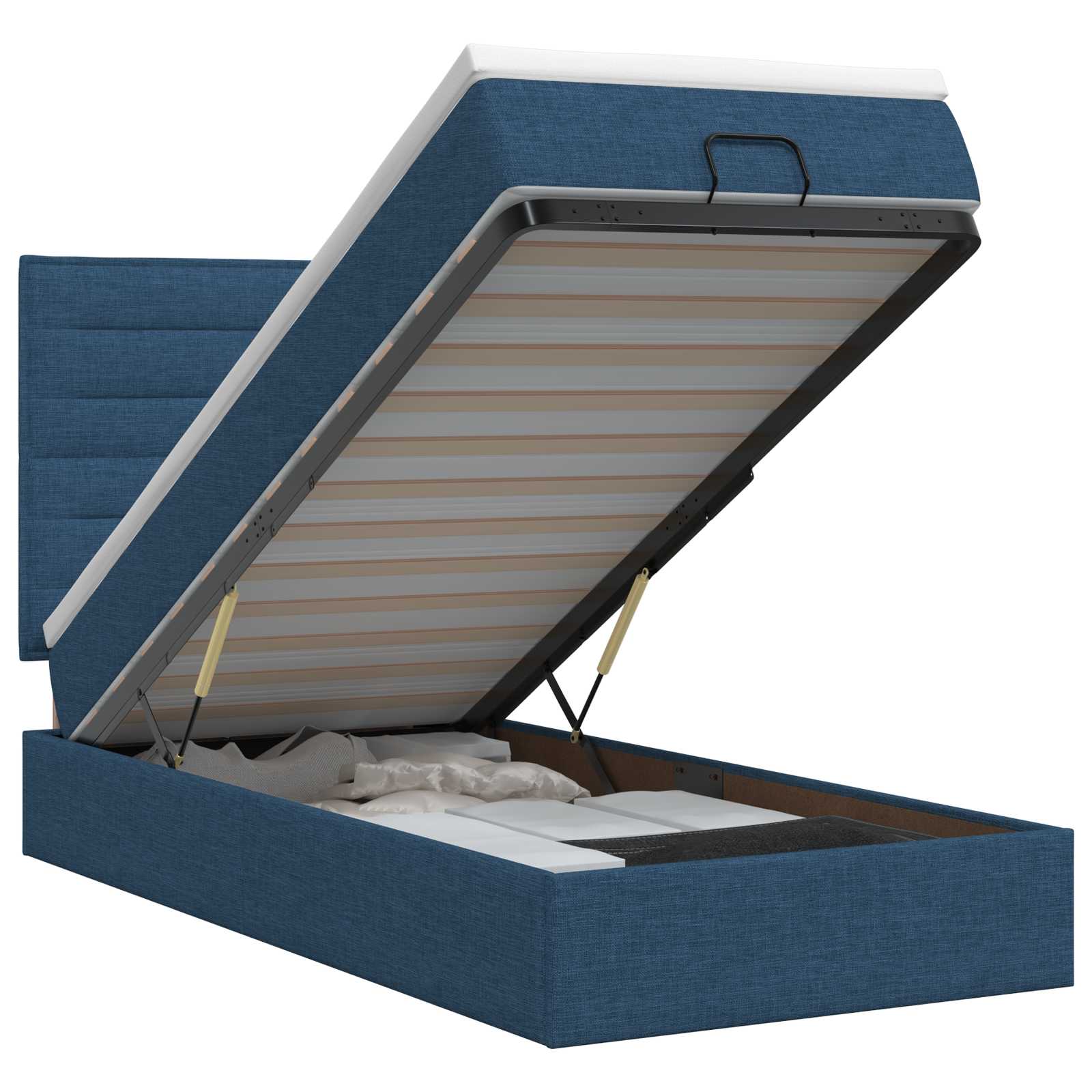 Ottoman bed met matras met hoofdeinde Blauw 90 x 190 cm Stof – afbeelding 1