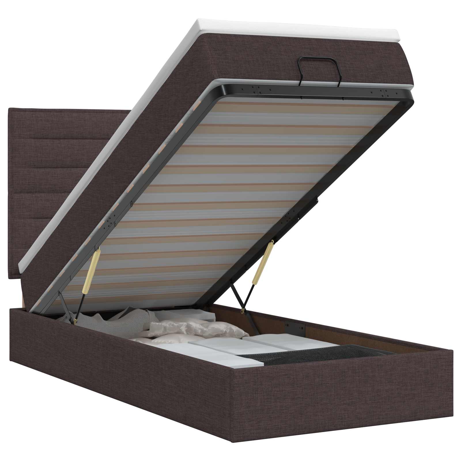 Ottoman bed met matras Donkerbruin 90 x 200 cm Stof