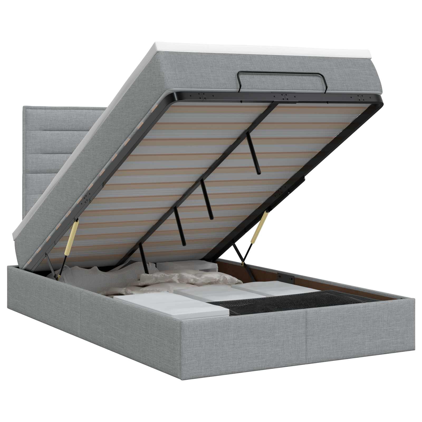 Ottoman bed met matras Lichtgrijs 120 x 190 cm Stof