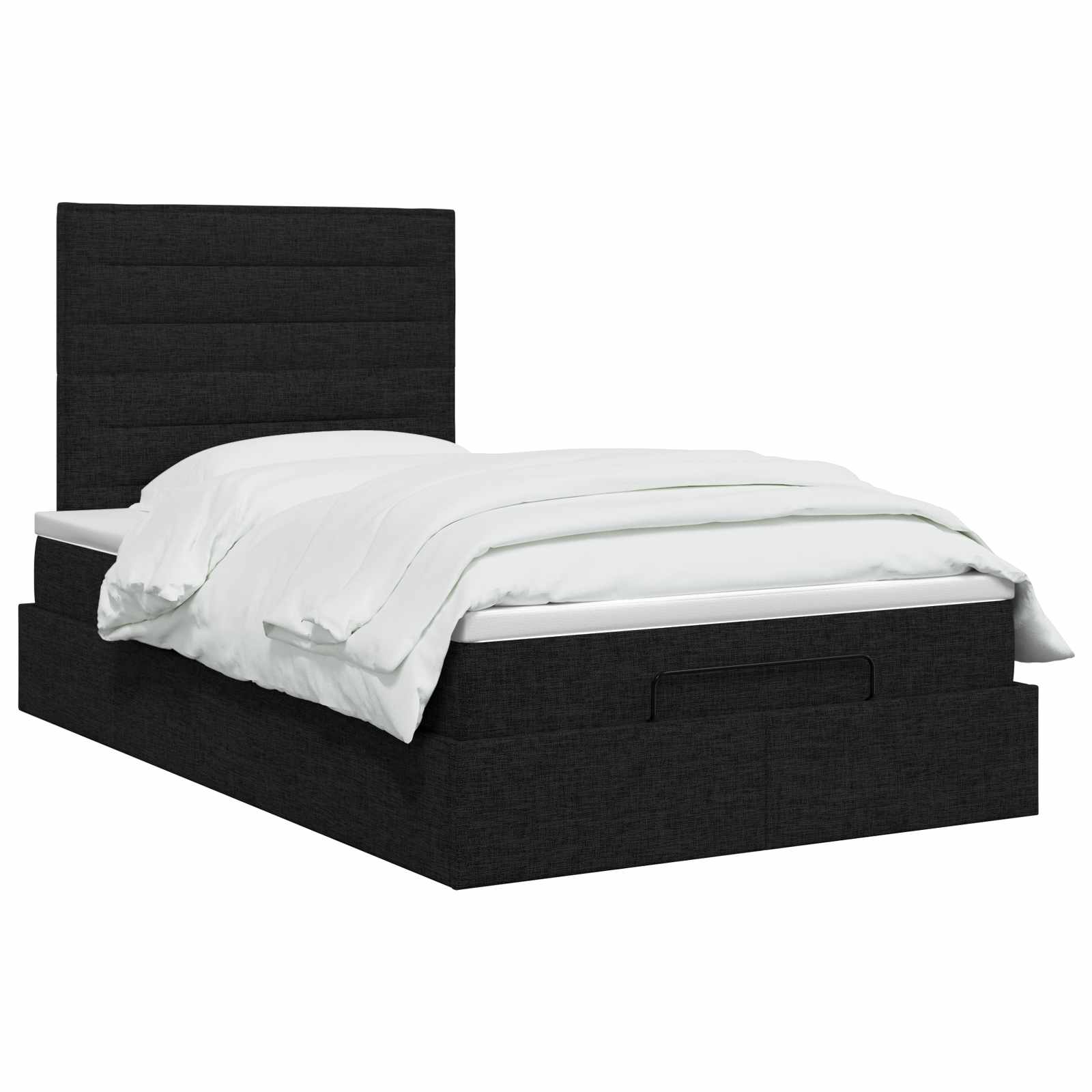 Ottoman bed met matras met hoofdeinde Zwart 120 x 190 cm Stof – afbeelding 2