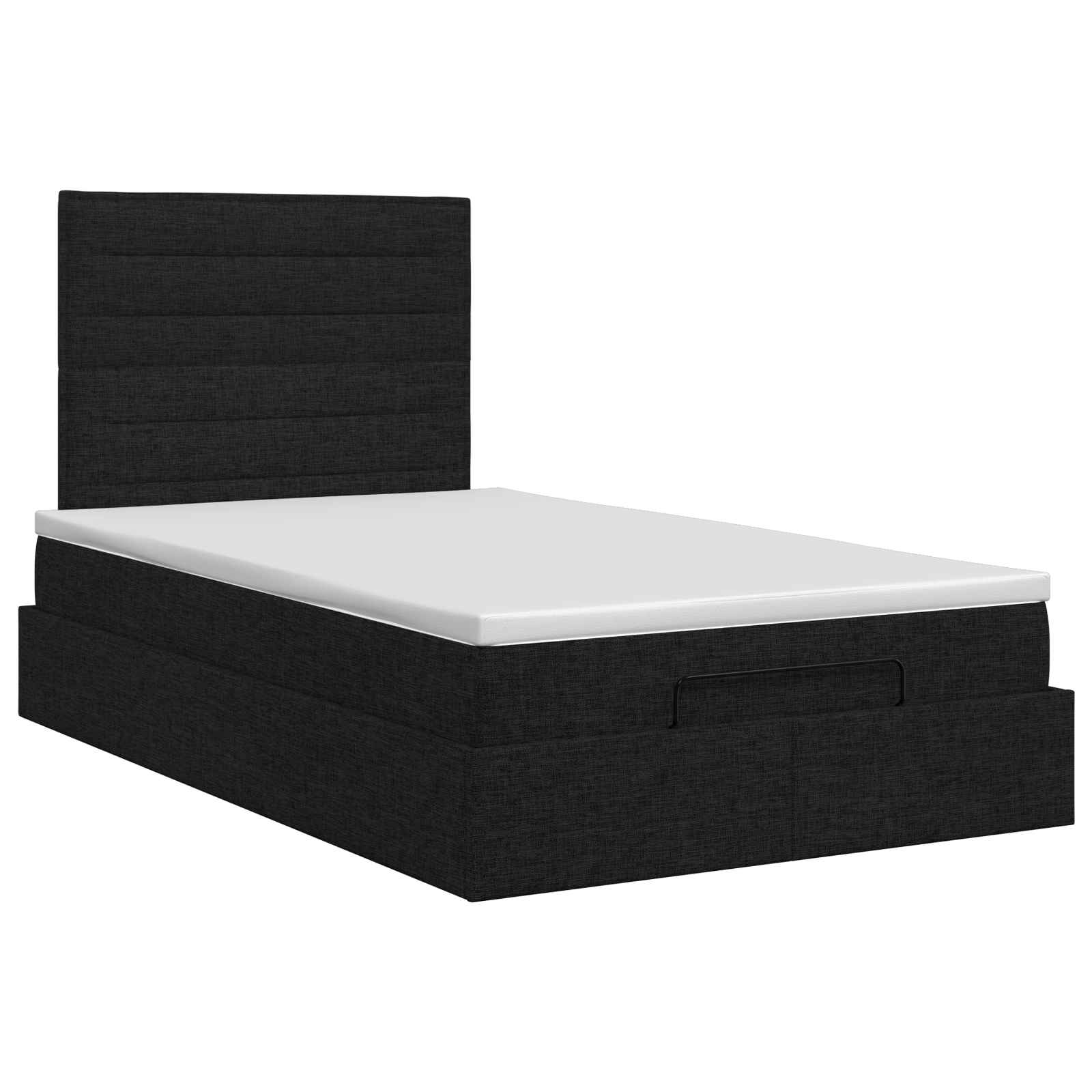 Ottoman bed met matras met hoofdeinde Zwart 120 x 190 cm Stof – afbeelding 4