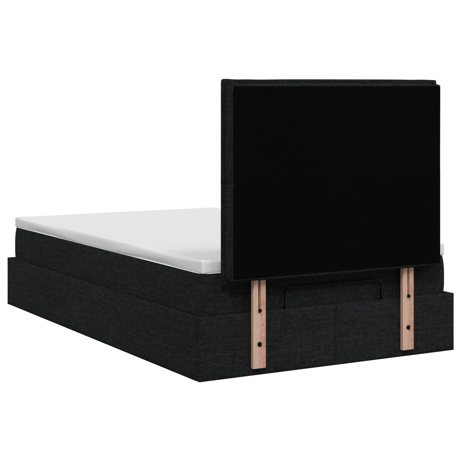 Ottoman bed met matras met hoofdeinde Zwart 120 x 190 cm Stof – afbeelding 8