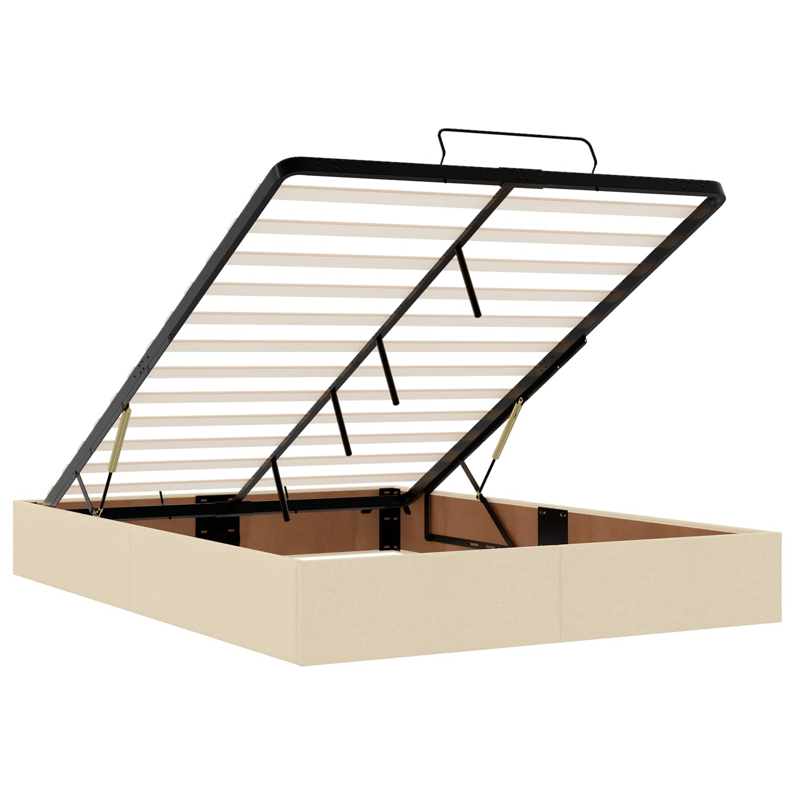 Ottoman bed met matras Crèmekleurig 140 x 190 cm Stof – afbeelding 4