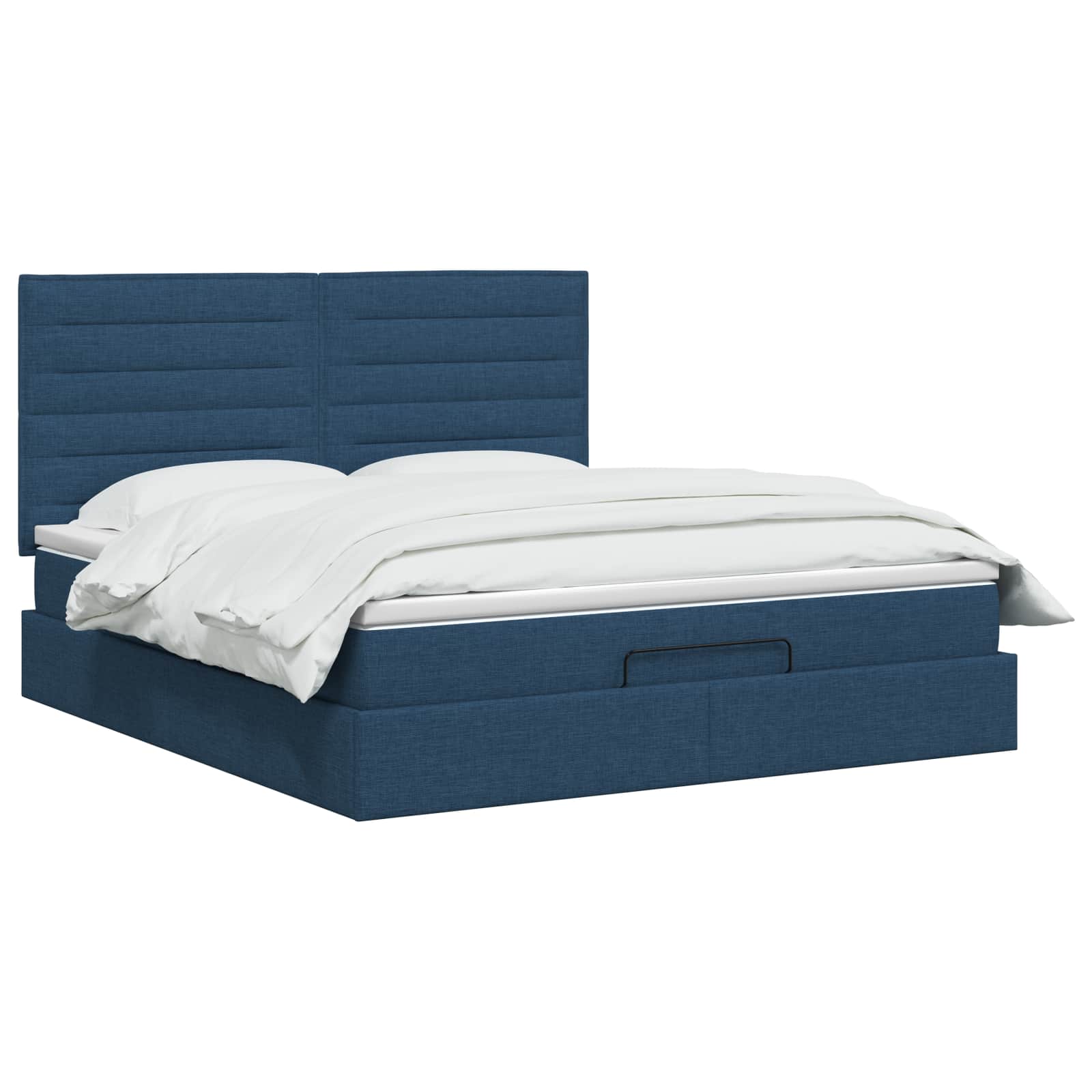 Ottoman bed met matras met hoofdeinde Blauw 140 x 190 cm Stof – afbeelding 2