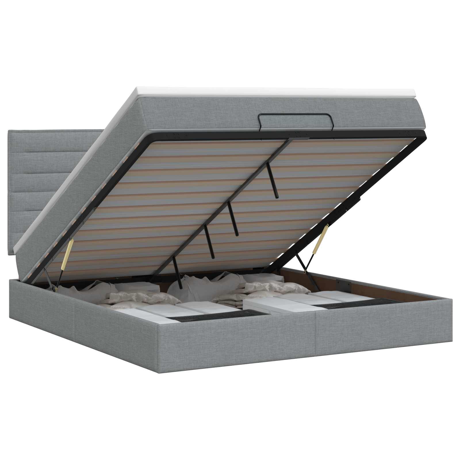 Ottoman bed met matras Lichtgrijs 140 x 200 cm Stof – afbeelding 1