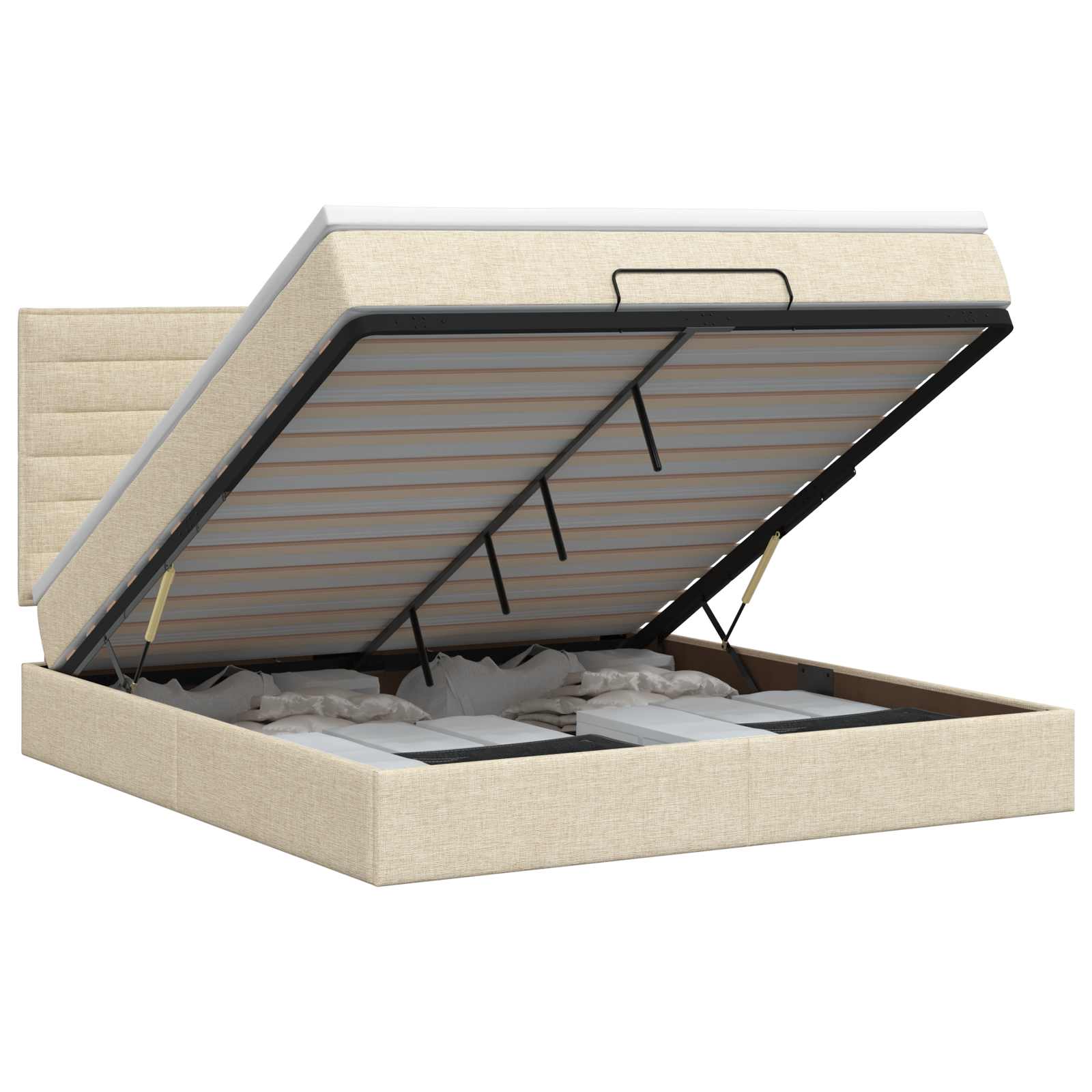 Ottoman bed met matras Crèmekleurig 140 x 200 cm Stof