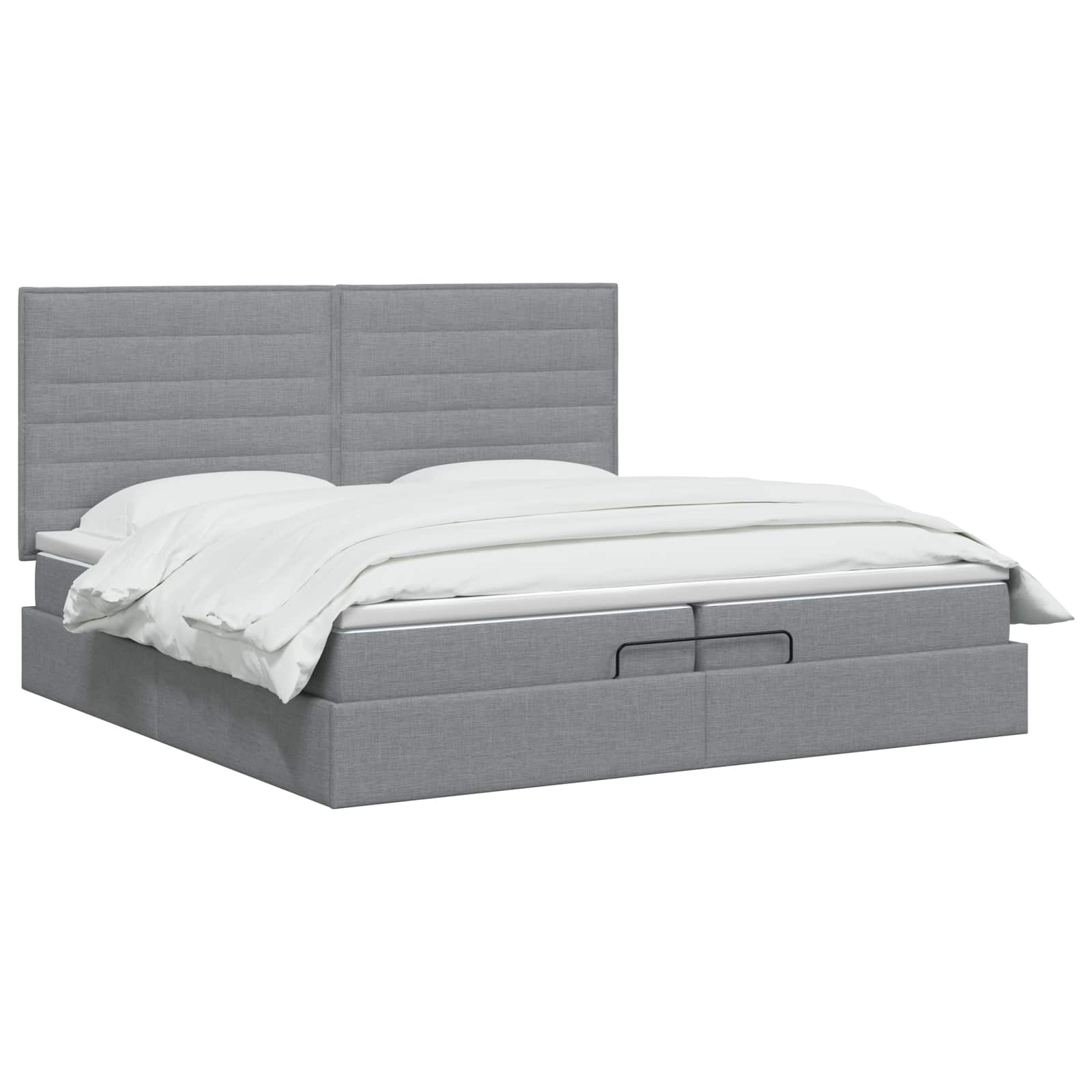 Ottoman bed met matras Lichtgrijs 200 x 200 cm Stof – afbeelding 2