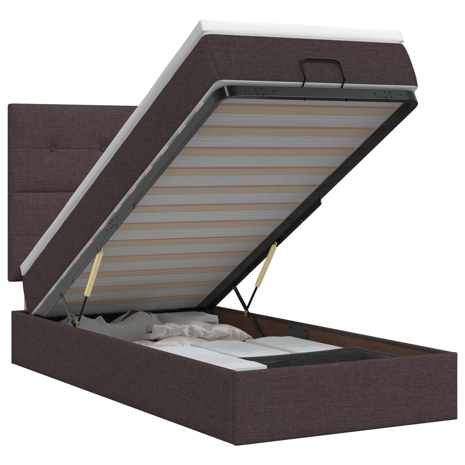 Ottoman bed met matras Donkerbruin 80 x 200 cm Stof – afbeelding 1