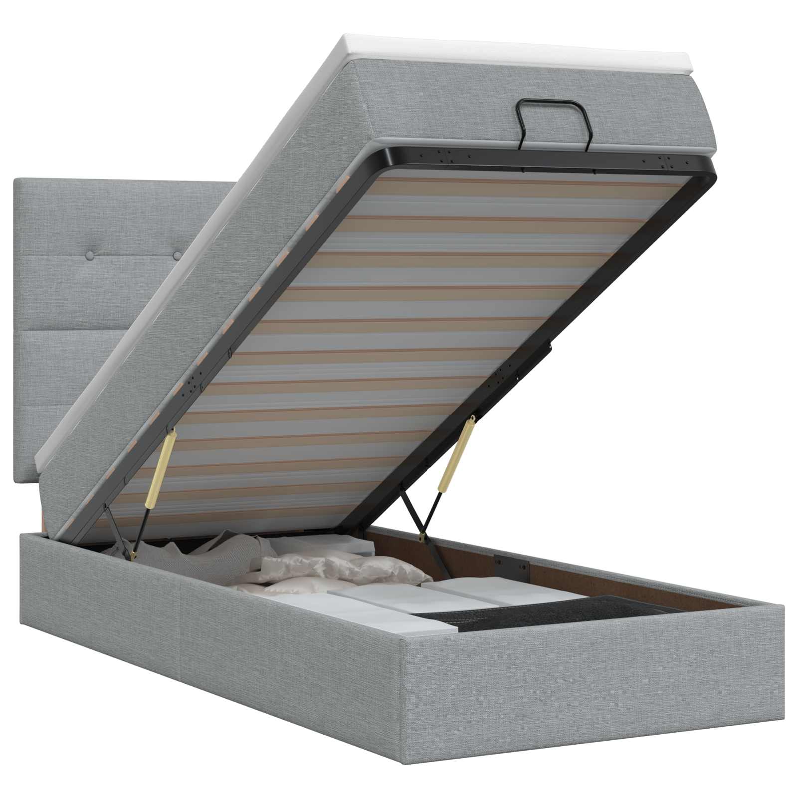 Ottoman bed met matras Lichtgrijs 90 x 200 cm Stof – afbeelding 1