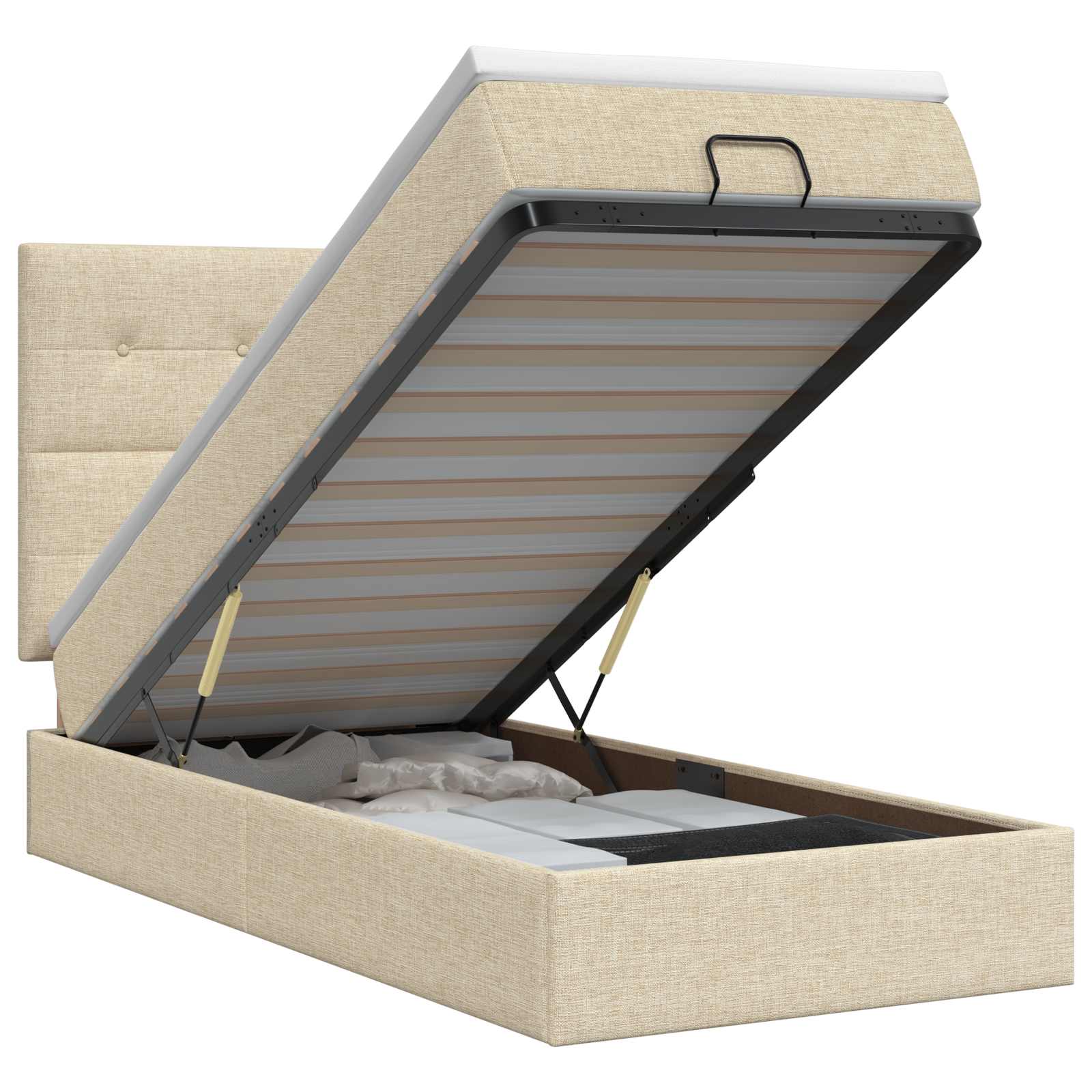 Ottoman bed met matras Crèmekleurig 100 x 200 cm Stof