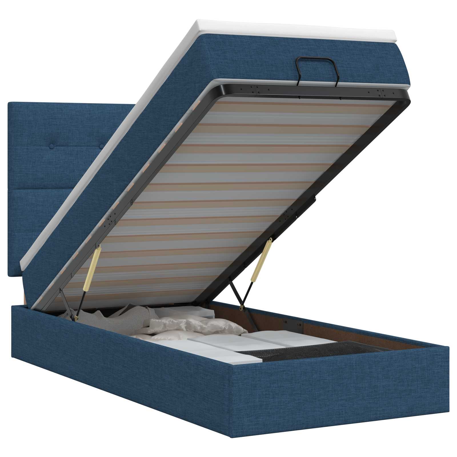 Ottoman bed met matras met hoofdeinde Blauw 100 x 200 cm Stof