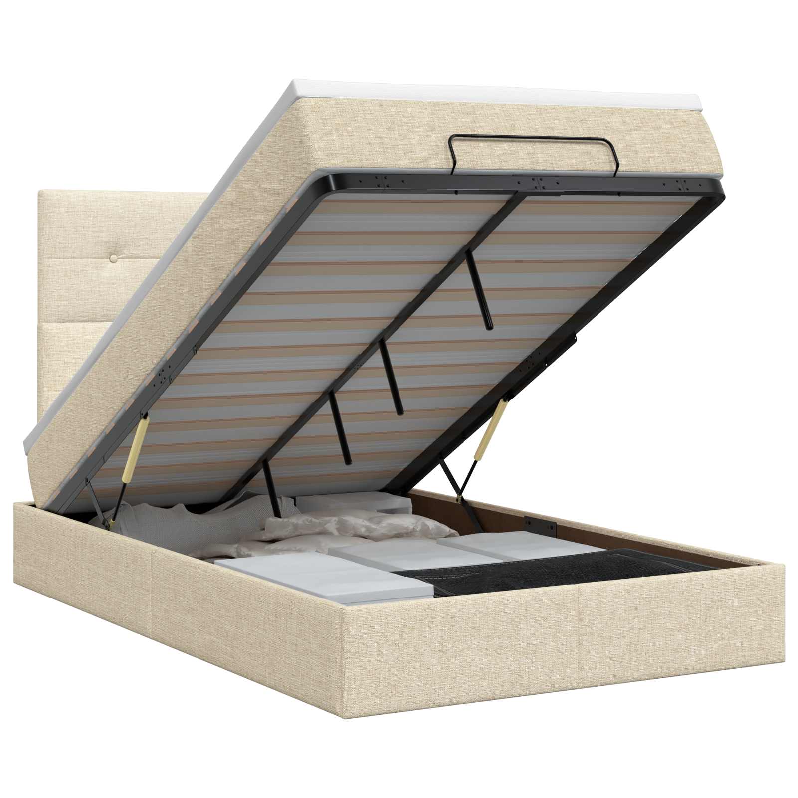 Ottoman bed met matras Crèmekleurig 120 x 190 cm Stof