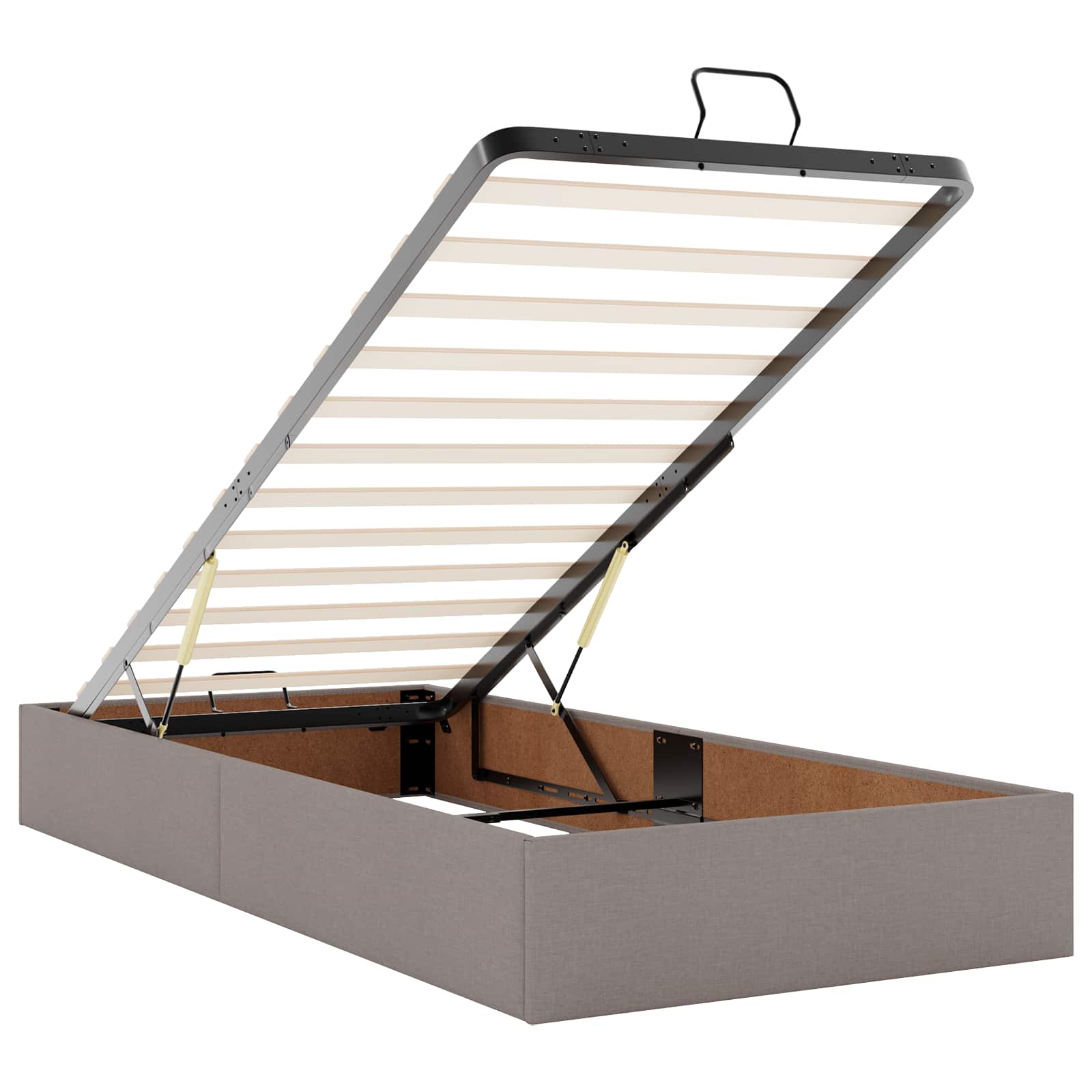 Ottoman bed met matras met hoofdeinde Taupe 120 x 200 cm Stof – afbeelding 4