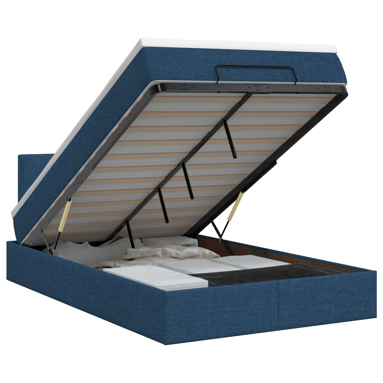 Ottoman bed met matras met hoofdeinde Blauw 120 x 200 cm Stof