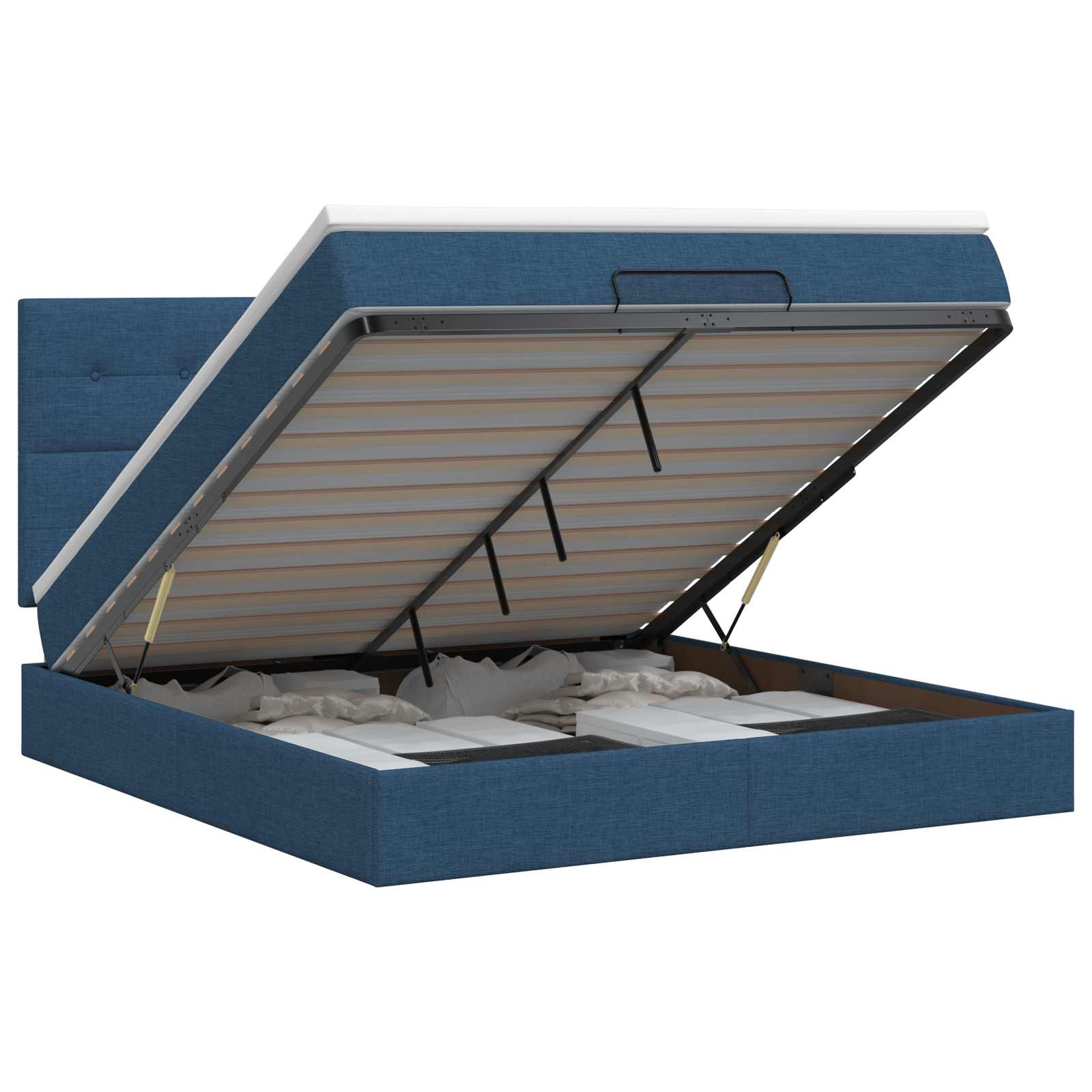 Ottoman bed met matras met hoofdeinde Blauw 140 x 190 cm Stof