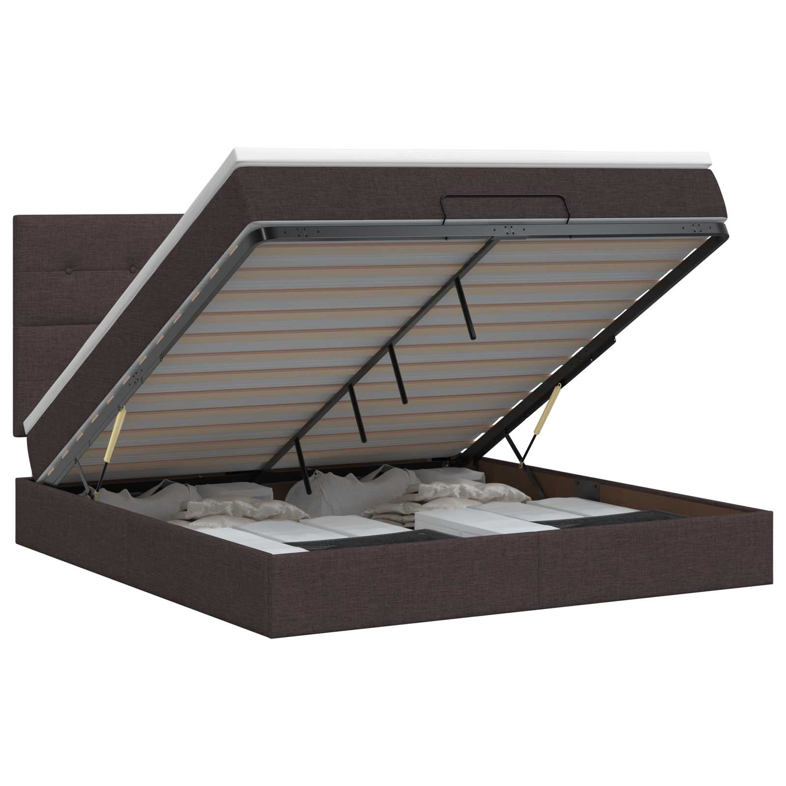 Ottoman bed met matras Donkerbruin 160 x 200 cm Stof