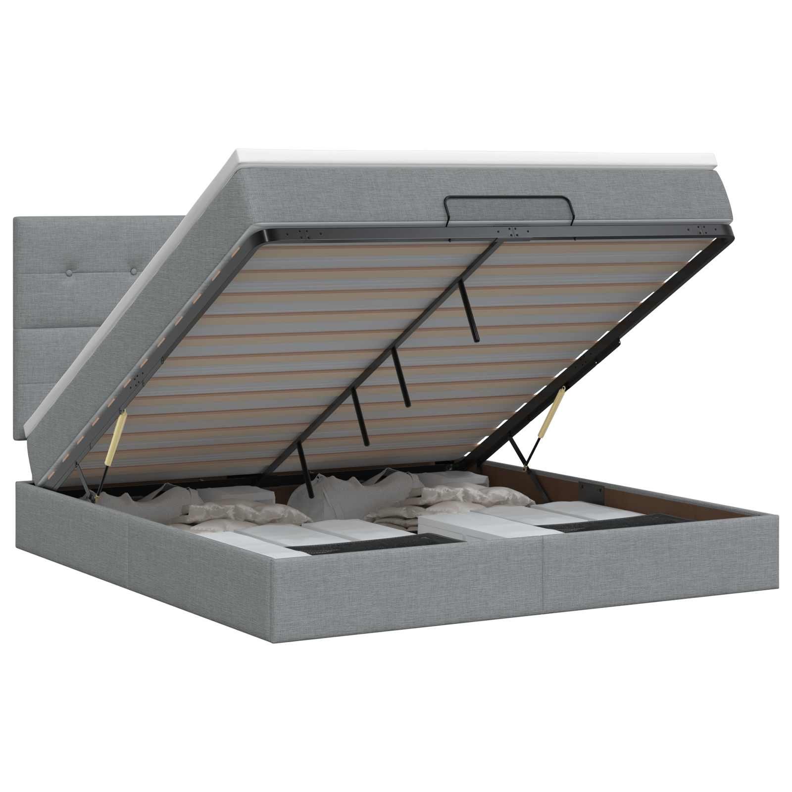 Ottoman bed met matras Lichtgrijs 180 x 200 cm Stof