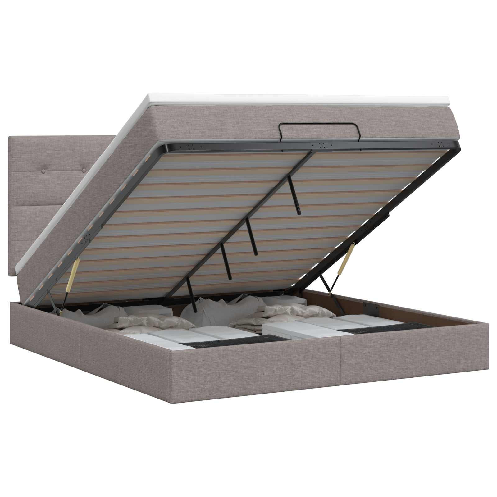 Ottoman bed met matras met hoofdeinde Taupe 180 x 200 cm Stof