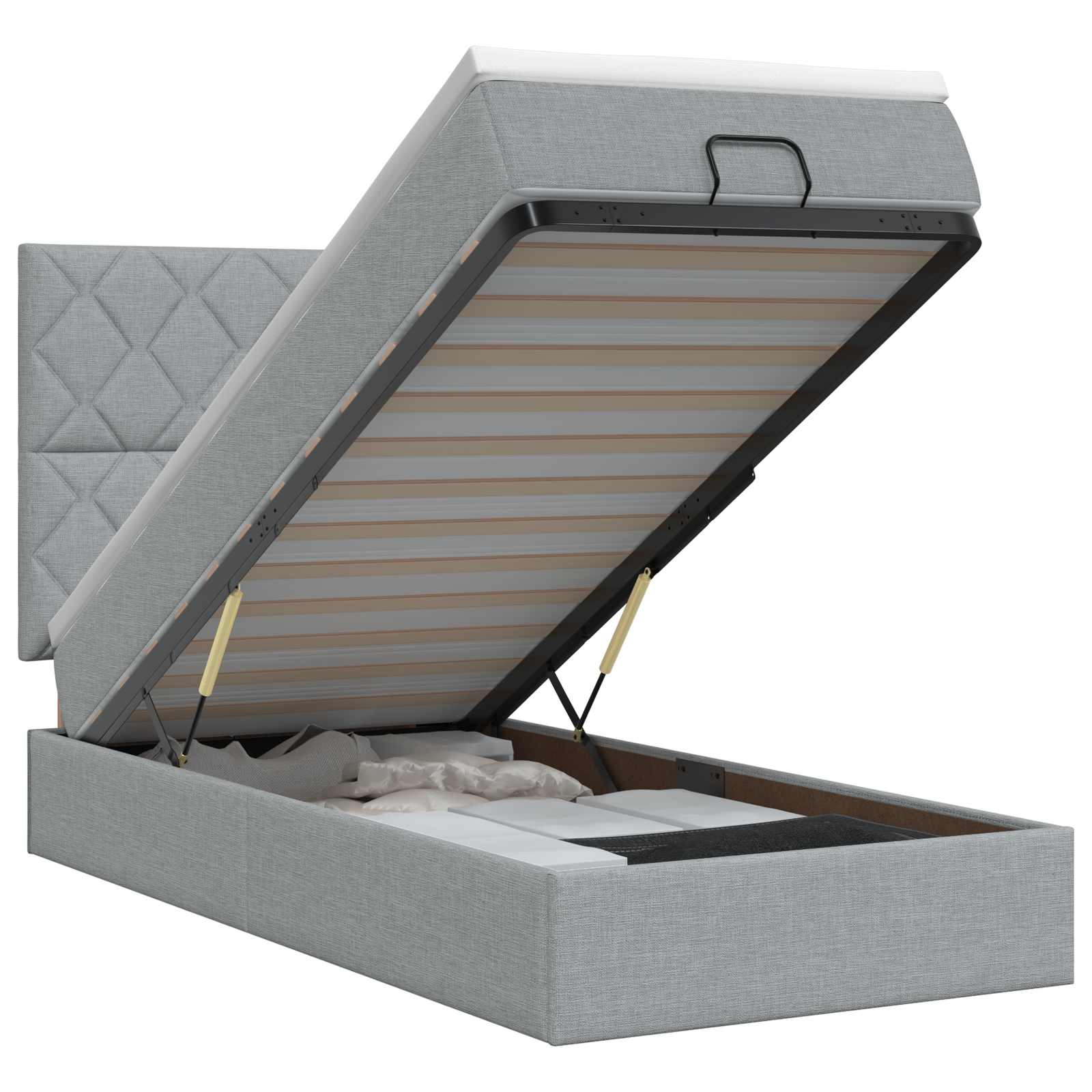 Ottoman bed met matras Lichtgrijs 100 x 200 cm Stof