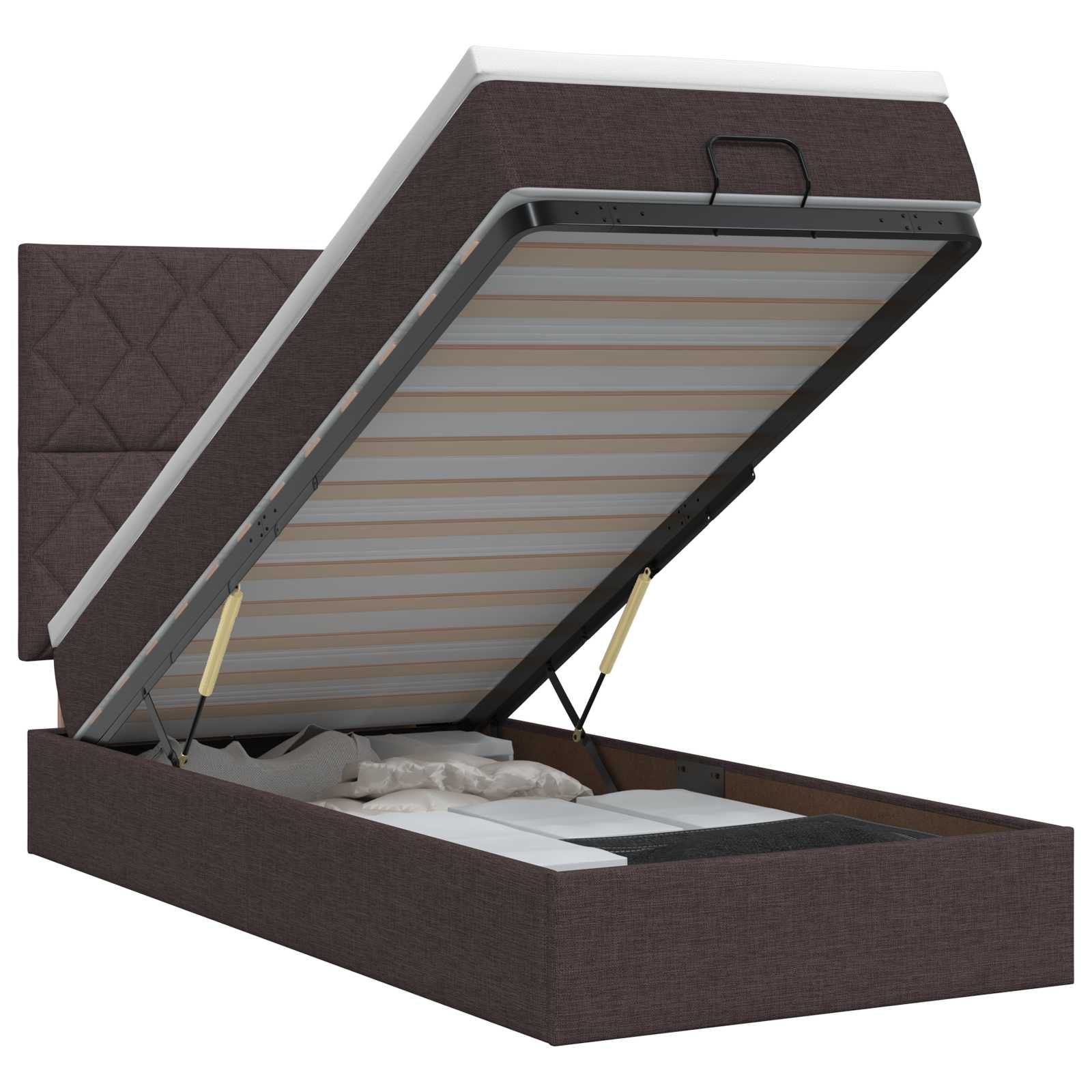 Ottoman bed met matras Donkerbruin 100 x 200 cm Stof