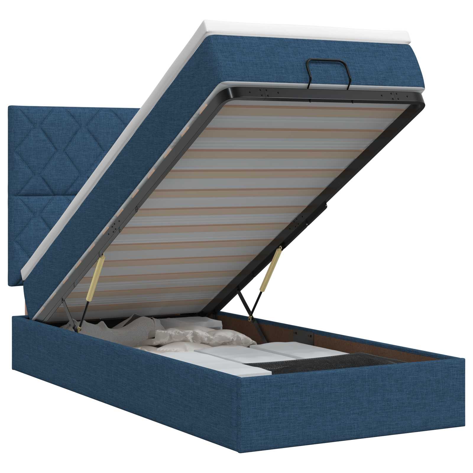 Ottoman bed met matras met hoofdeinde Blauw 100 x 200 cm Stof