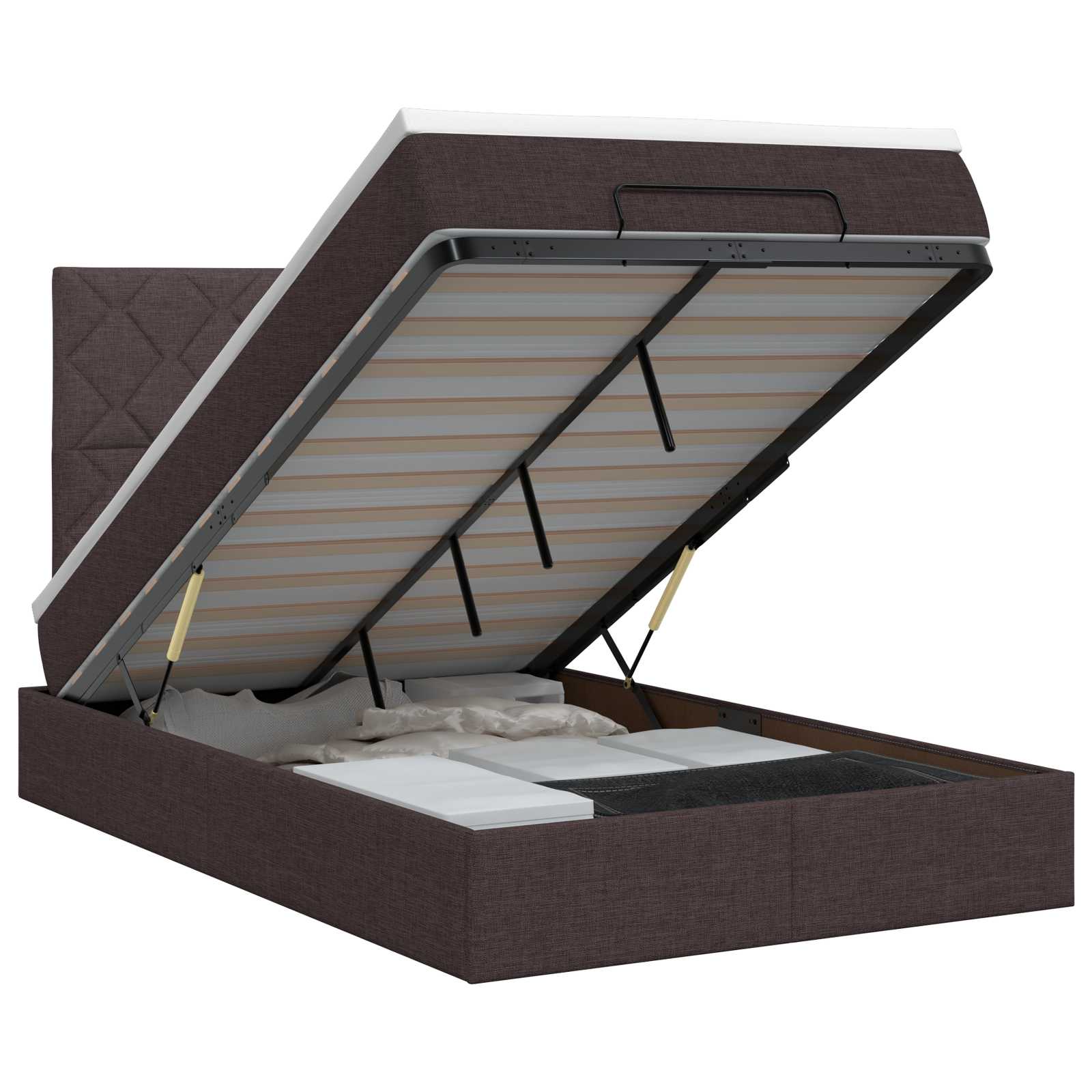 Ottoman bed met matras Donkerbruin 120 x 190 cm Stof – afbeelding 1