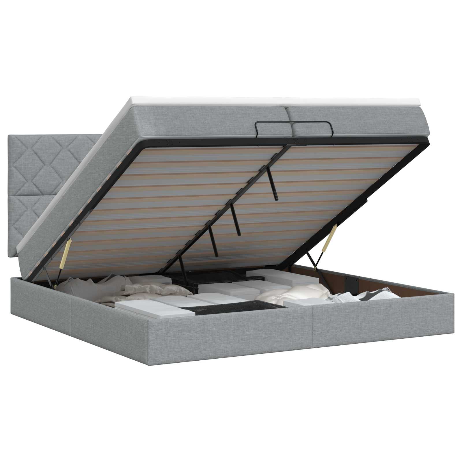 Ottoman bed met matras Lichtgrijs 200 x 200 cm Stof