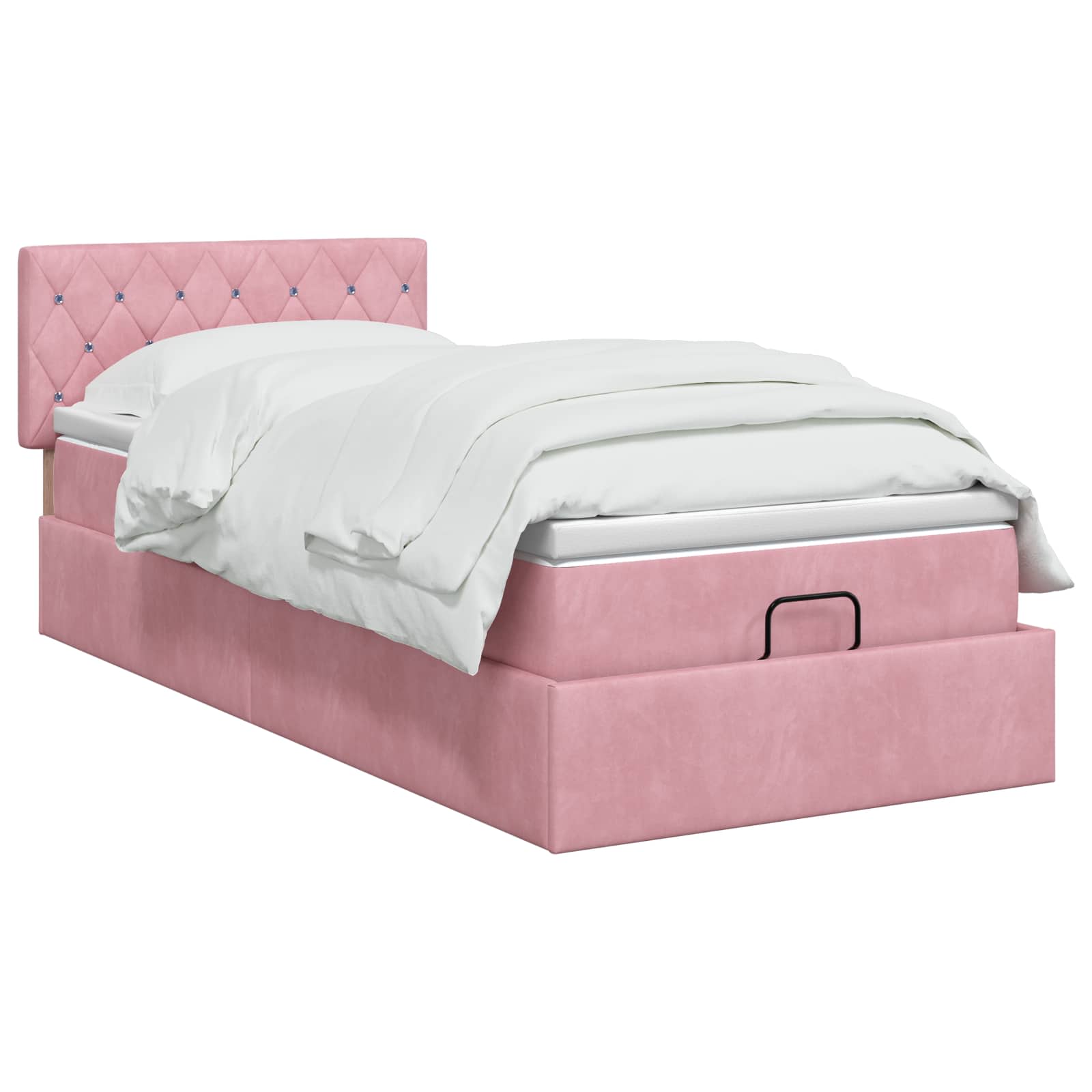 Ottoman bed met matras met hoofdeinde Roze 100 x 200 cm Fluweel – afbeelding 2
