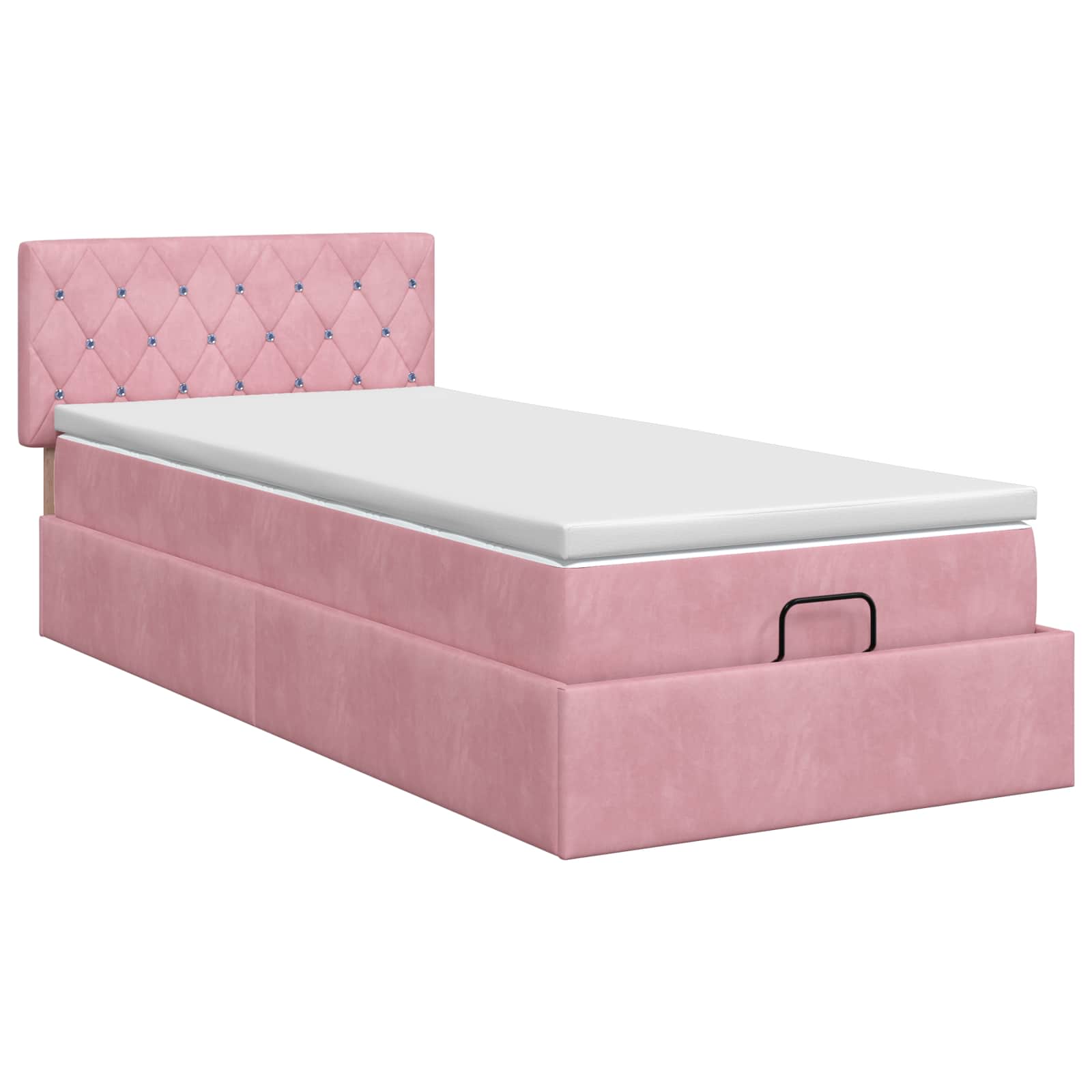 Ottoman bed met matras met hoofdeinde Roze 100 x 200 cm Fluweel – afbeelding 7