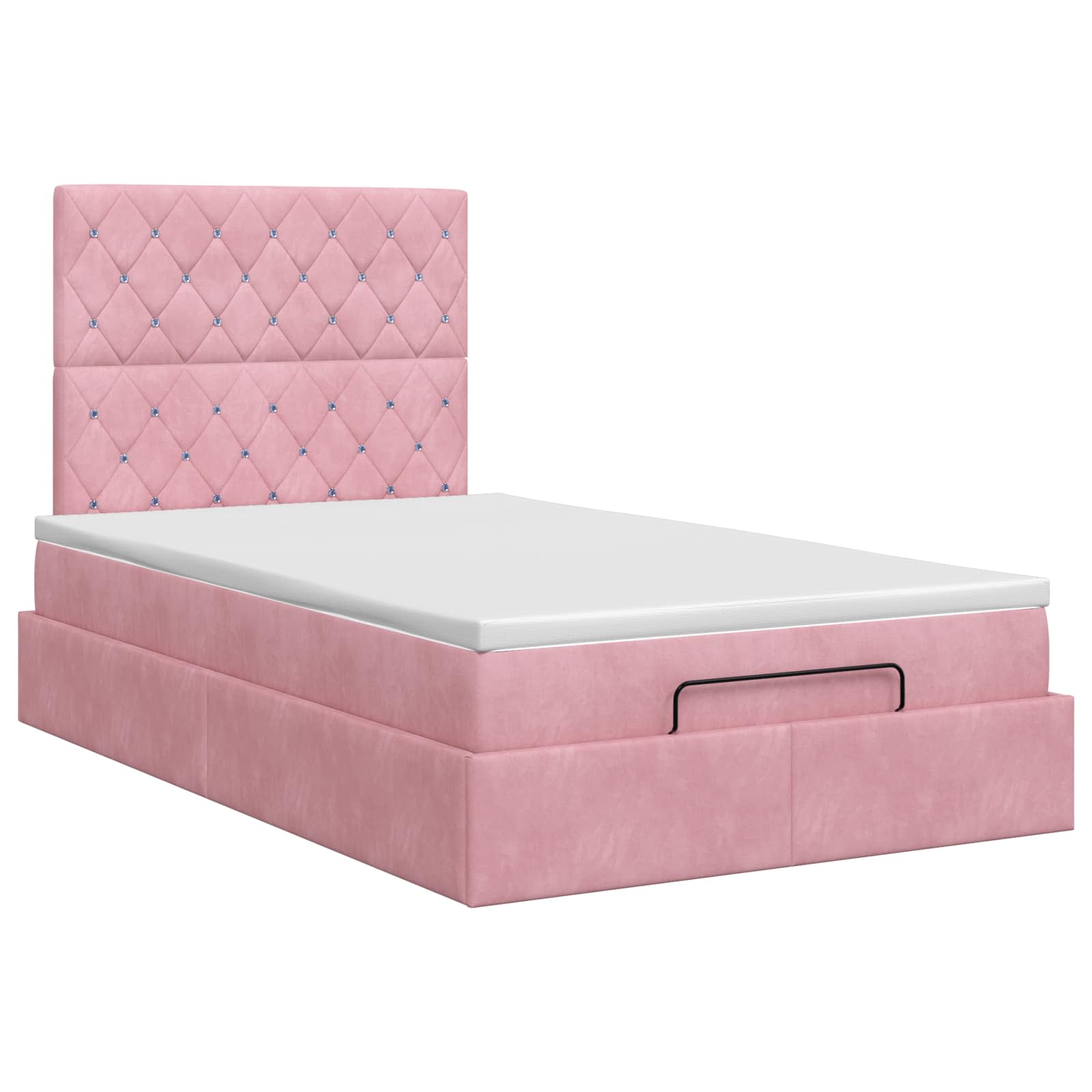 Ottoman bed met matras met hoofdeinde Roze 120 x 190 cm Fluweel – afbeelding 4