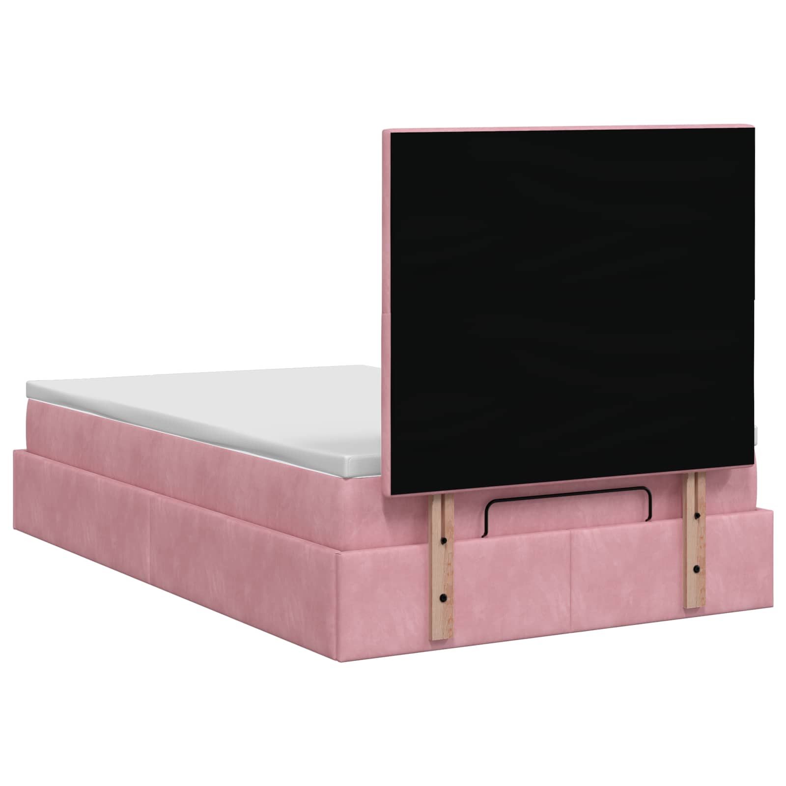 Ottoman bed met matras met hoofdeinde Roze 120 x 190 cm Fluweel – afbeelding 8