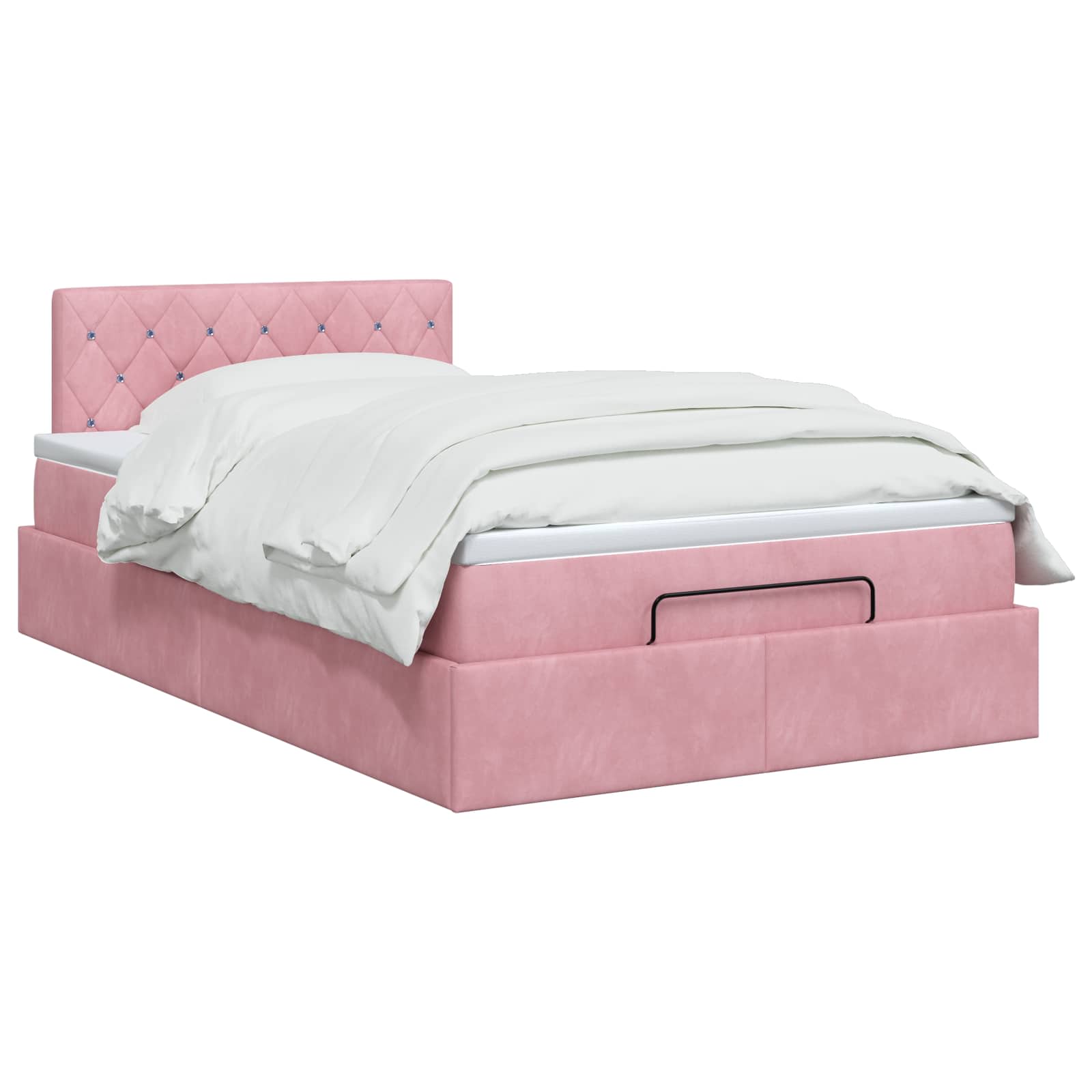 Ottoman bed met matras met hoofdeinde Roze 120 x 200 cm Fluweel – afbeelding 2