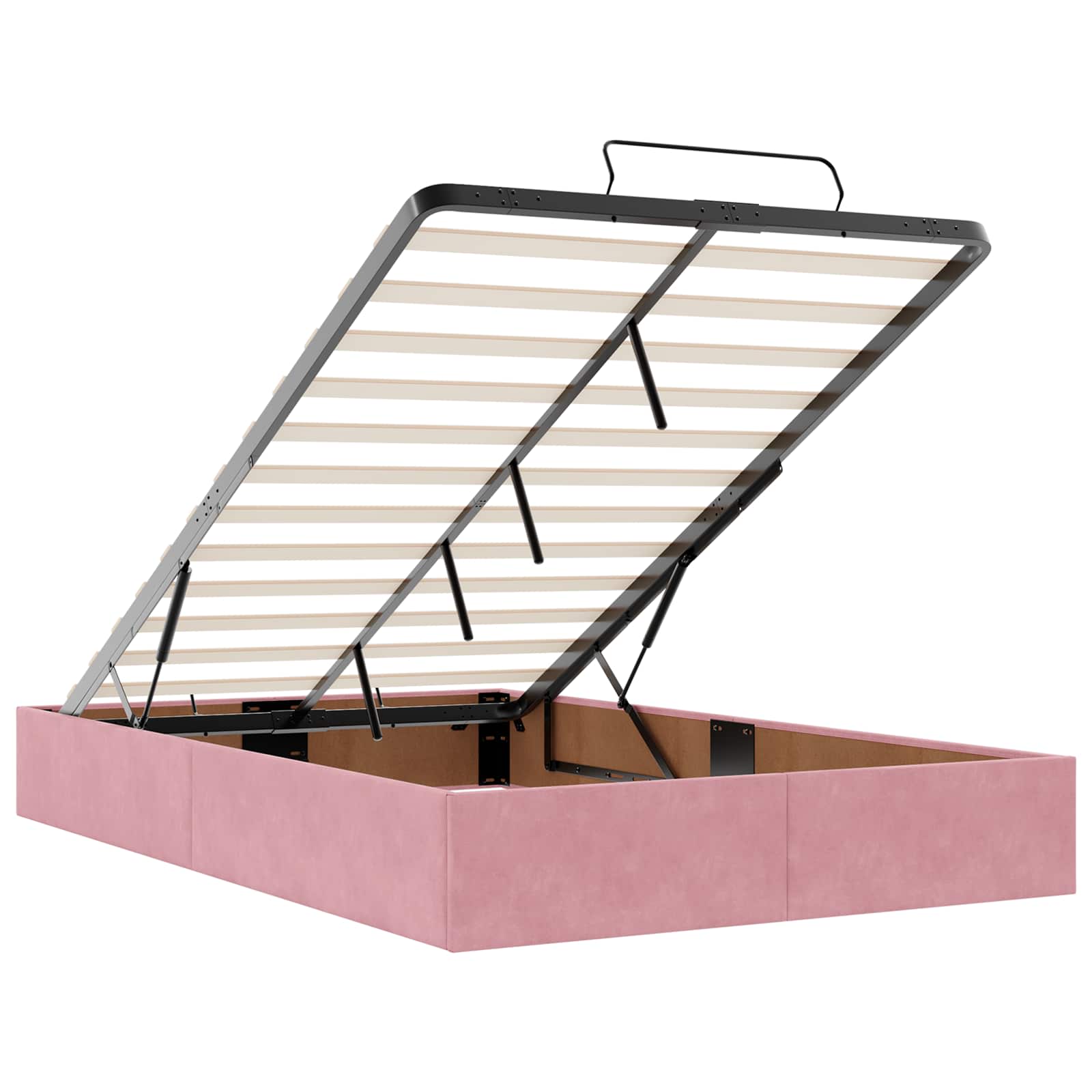 Ottoman bed met matras met hoofdeinde Roze 120 x 200 cm Fluweel – afbeelding 4