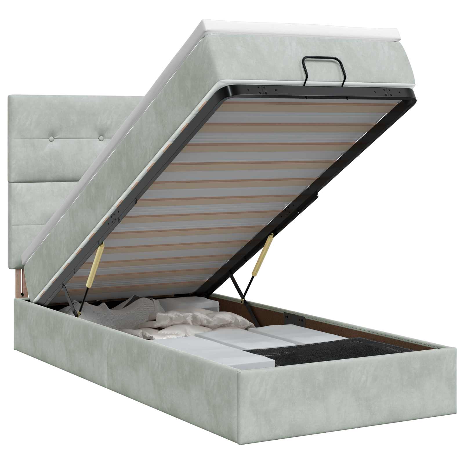 Ottoman bed met matras Lichtgrijs 80 x 200 cm Fluweel – afbeelding 1