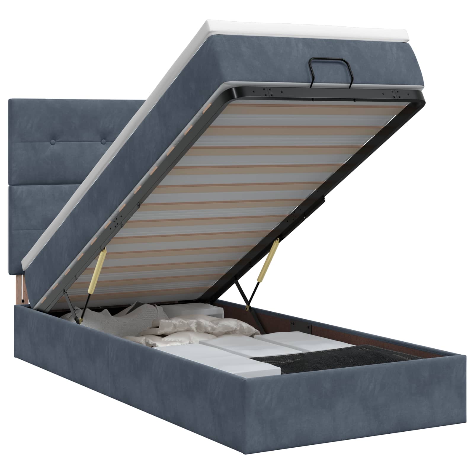 Ottoman bed met matras Donkergrijs 80 x 200 cm Fluweel