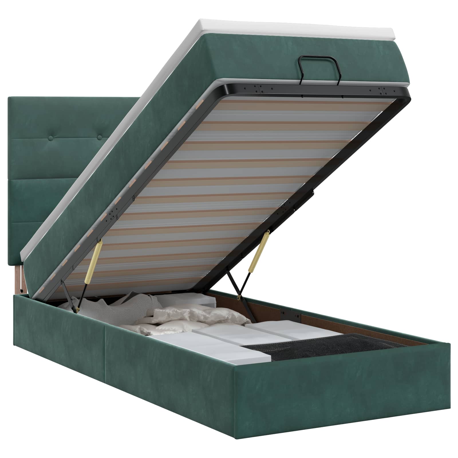 Ottoman bed met matras Donkergroen 80 x 200 cm Fluweel