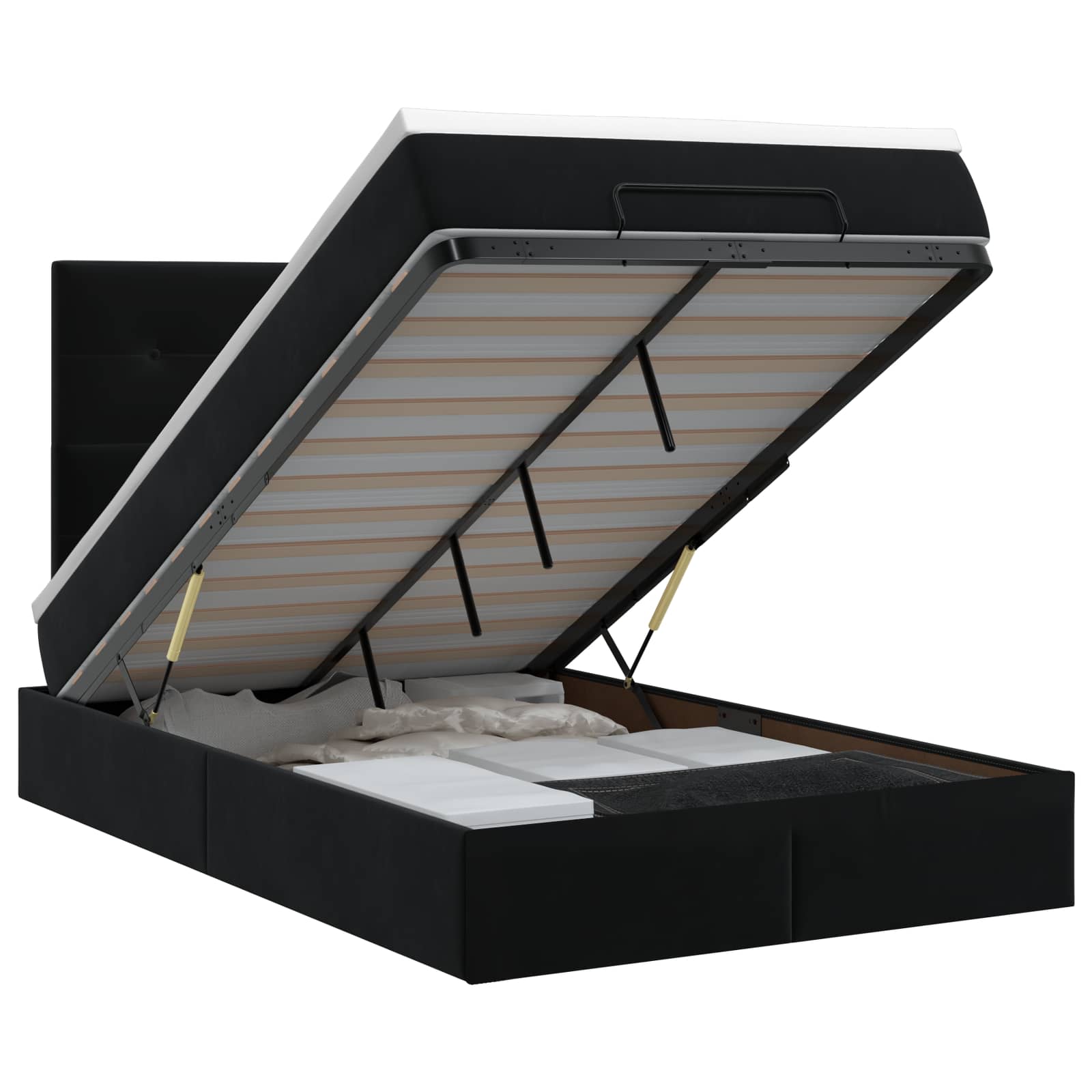 Ottoman bed met matras Zwart 120 x 200 cm Fluweel