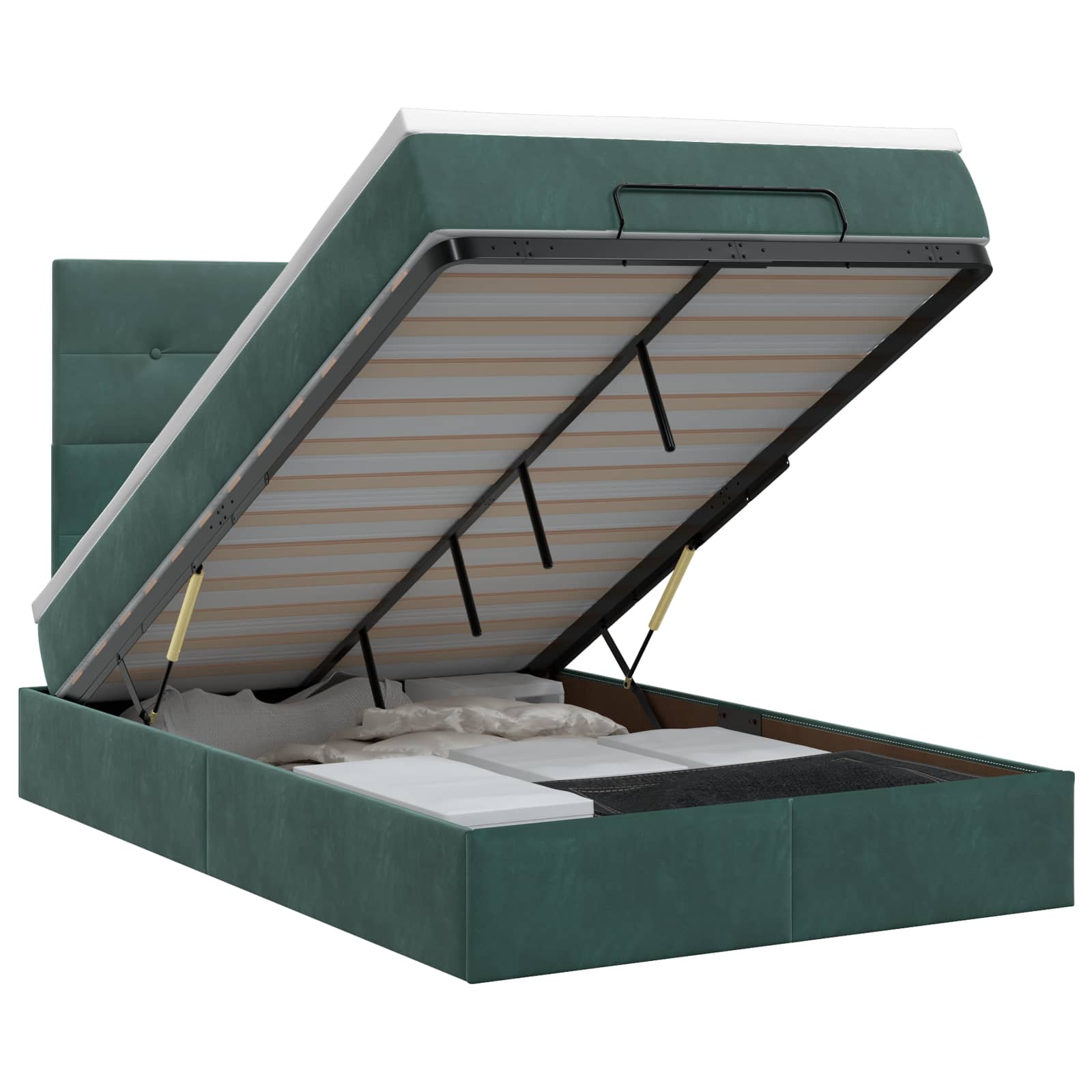 Ottoman bed met matras Donkergroen 120 x 200 cm Fluweel