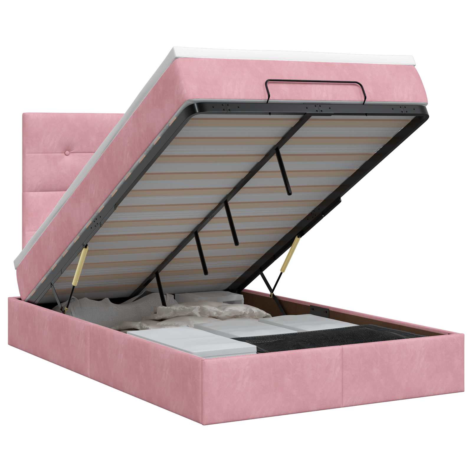Ottoman bed met matras met hoofdeinde Roze 120 x 200 cm Fluweel