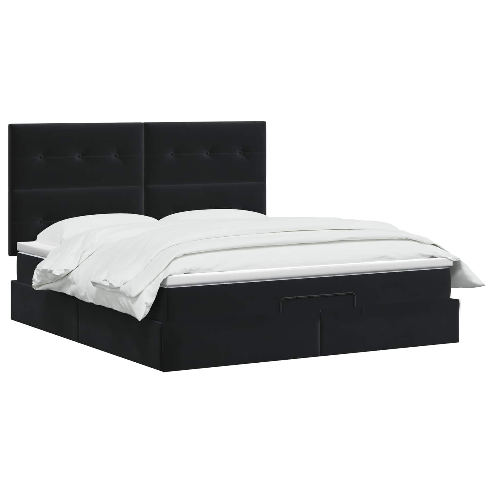 Ottoman bed met matras Zwart 160 x 200 cm Fluweel – afbeelding 2