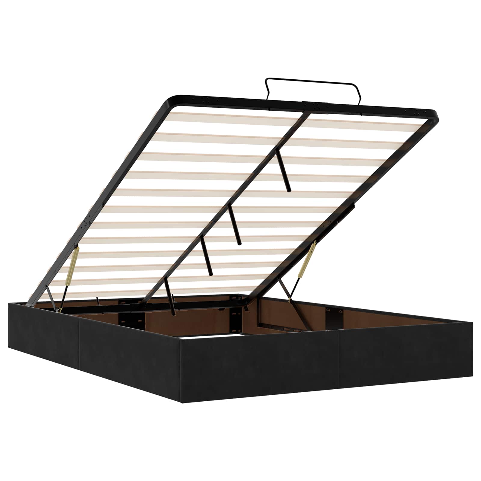 Ottoman bed met matras Zwart 160 x 200 cm Fluweel – afbeelding 4