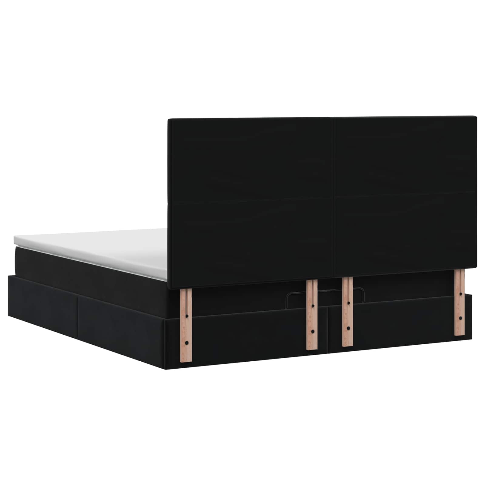 Ottoman bed met matras Zwart 160 x 200 cm Fluweel – afbeelding 8