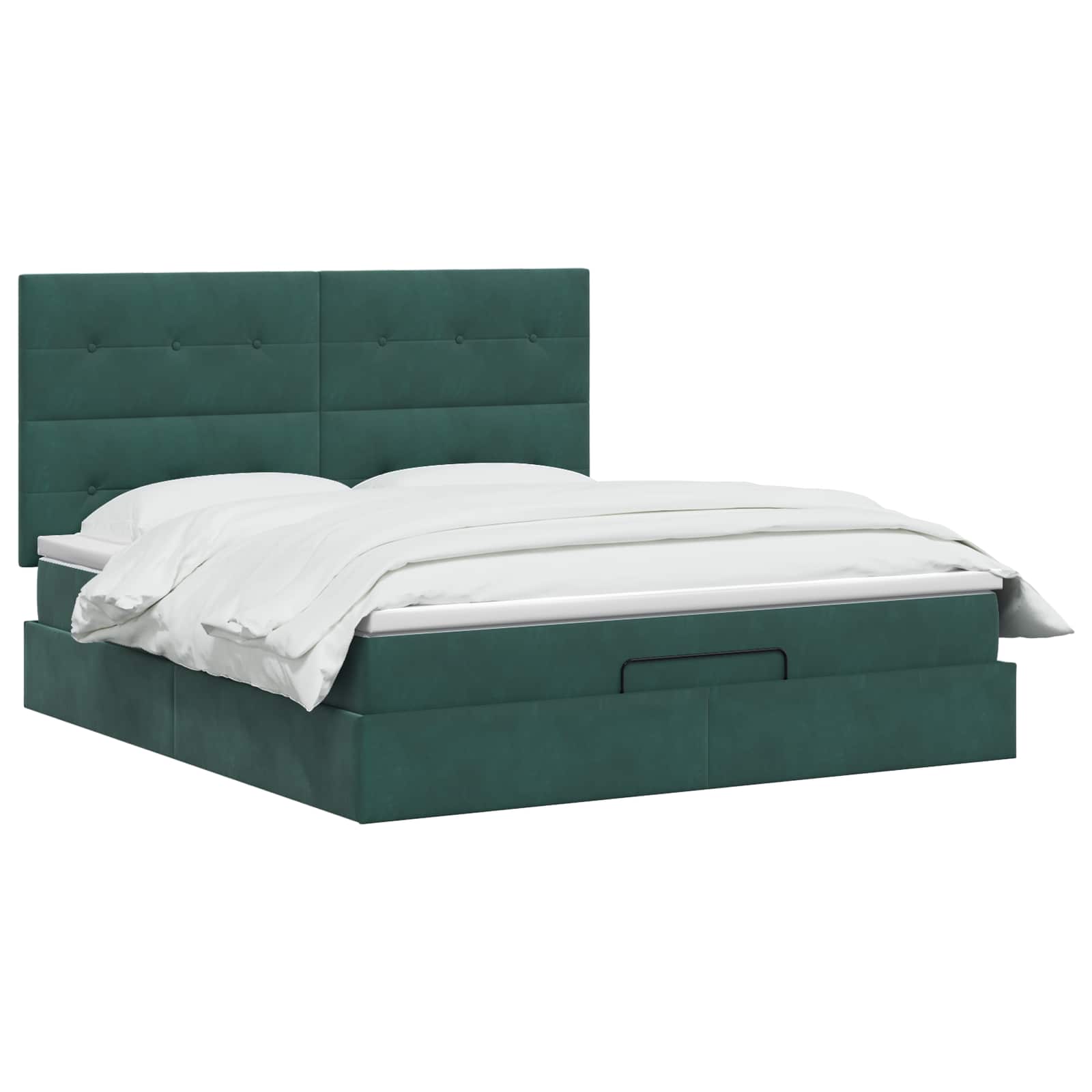 Ottoman bed met matras Donkergroen 160 x 200 cm Fluweel – afbeelding 2