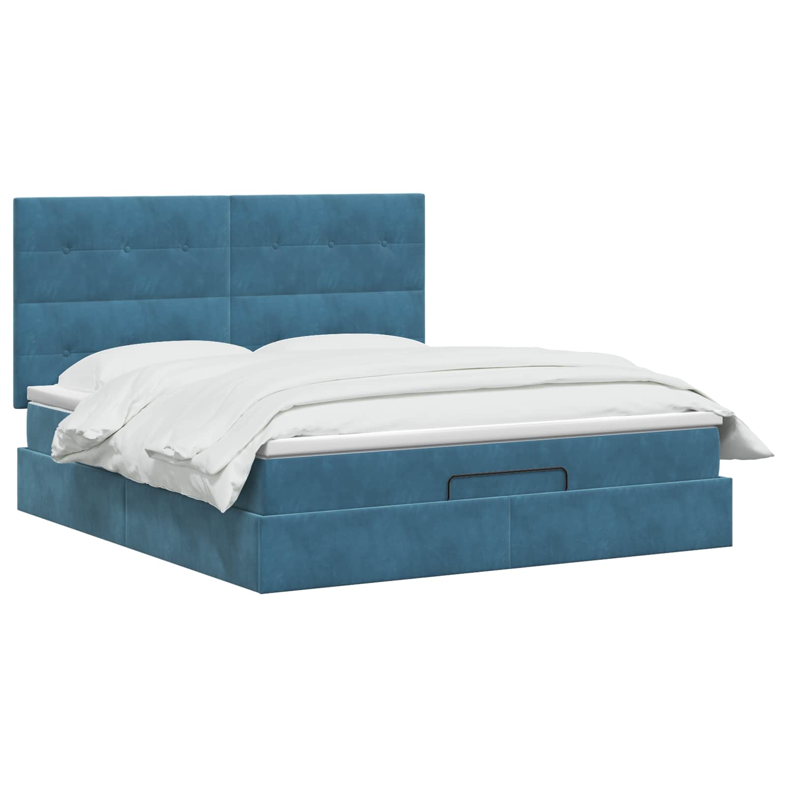 Ottoman bed met matras Donkerblauw 180 x 200 cm Fluweel – afbeelding 2