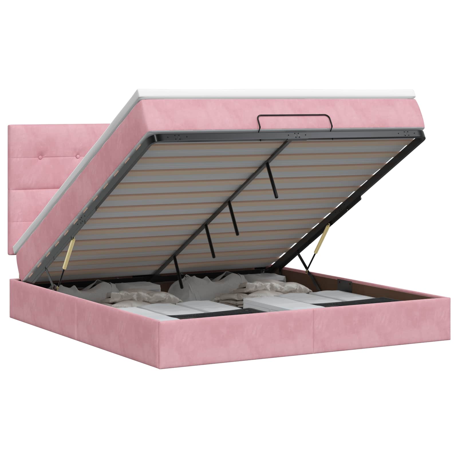 Ottoman bed met matras met hoofdeinde Roze 180 x 200 cm Fluweel – afbeelding 1