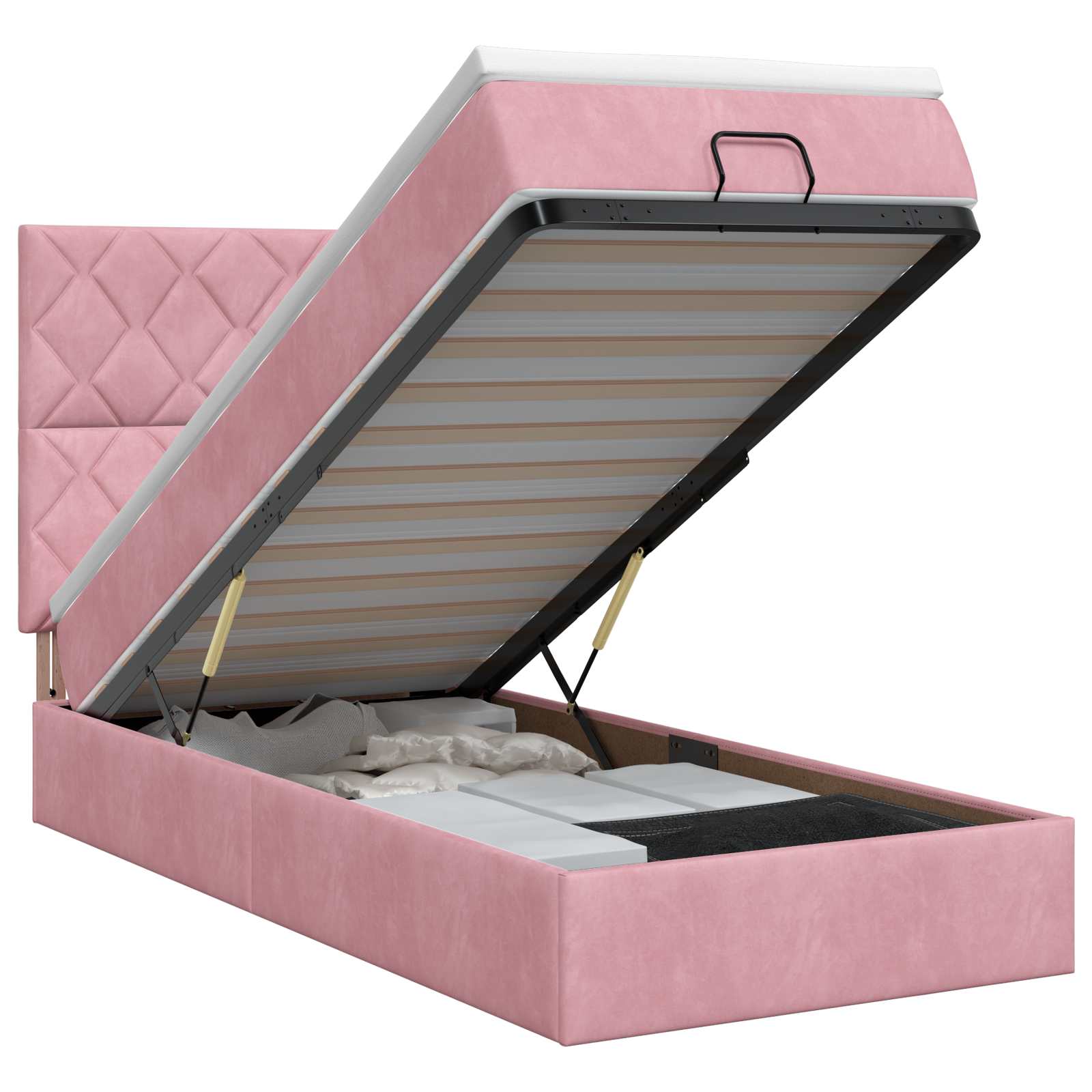 Ottoman bed met matras met hoofdeinde Roze 80 x 200 cm Fluweel