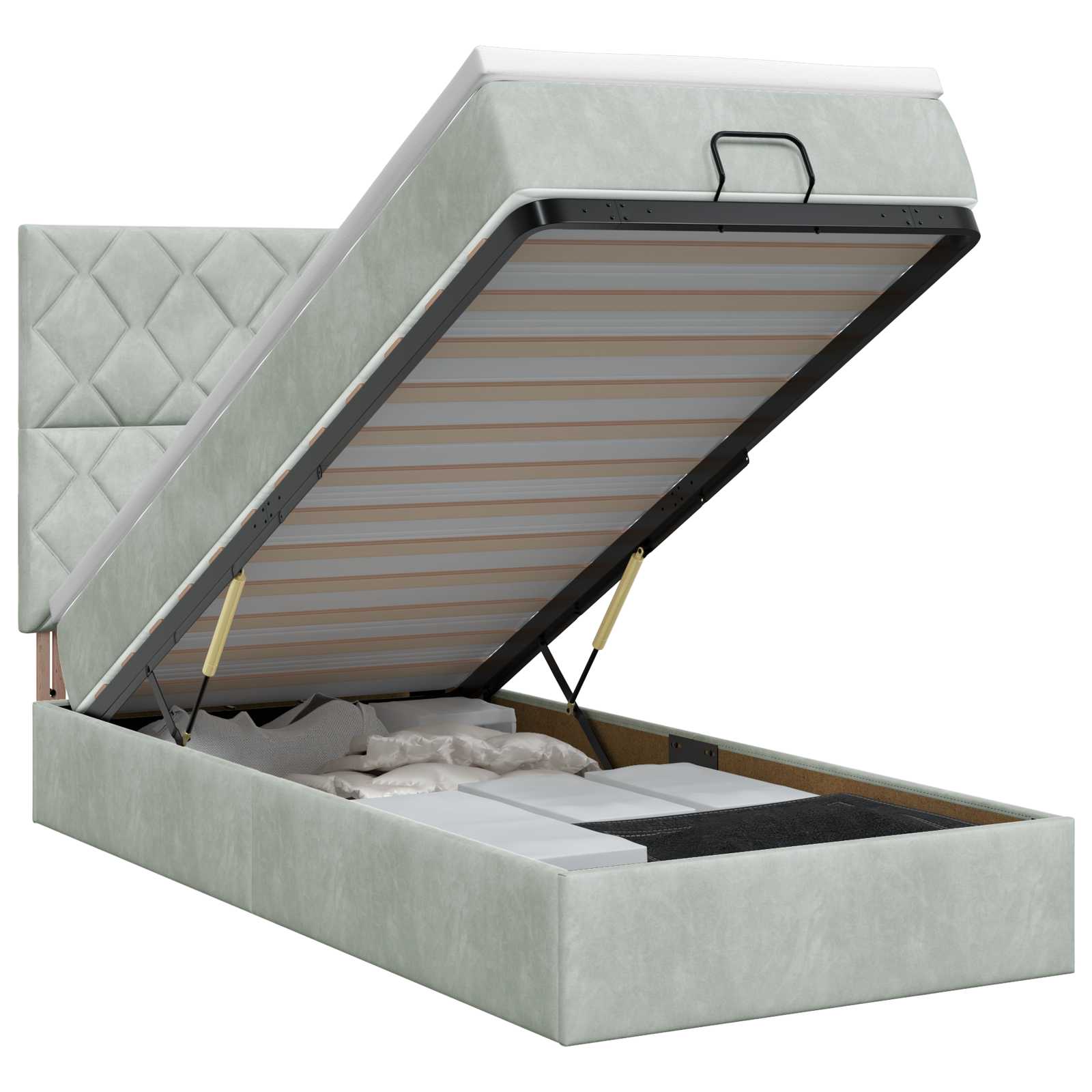 Ottoman bed met matras Lichtgrijs 90 x 190 cm Fluweel